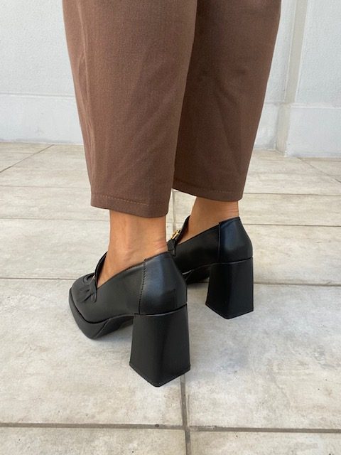 Decollete Platform Morsetto Dorato - Nero