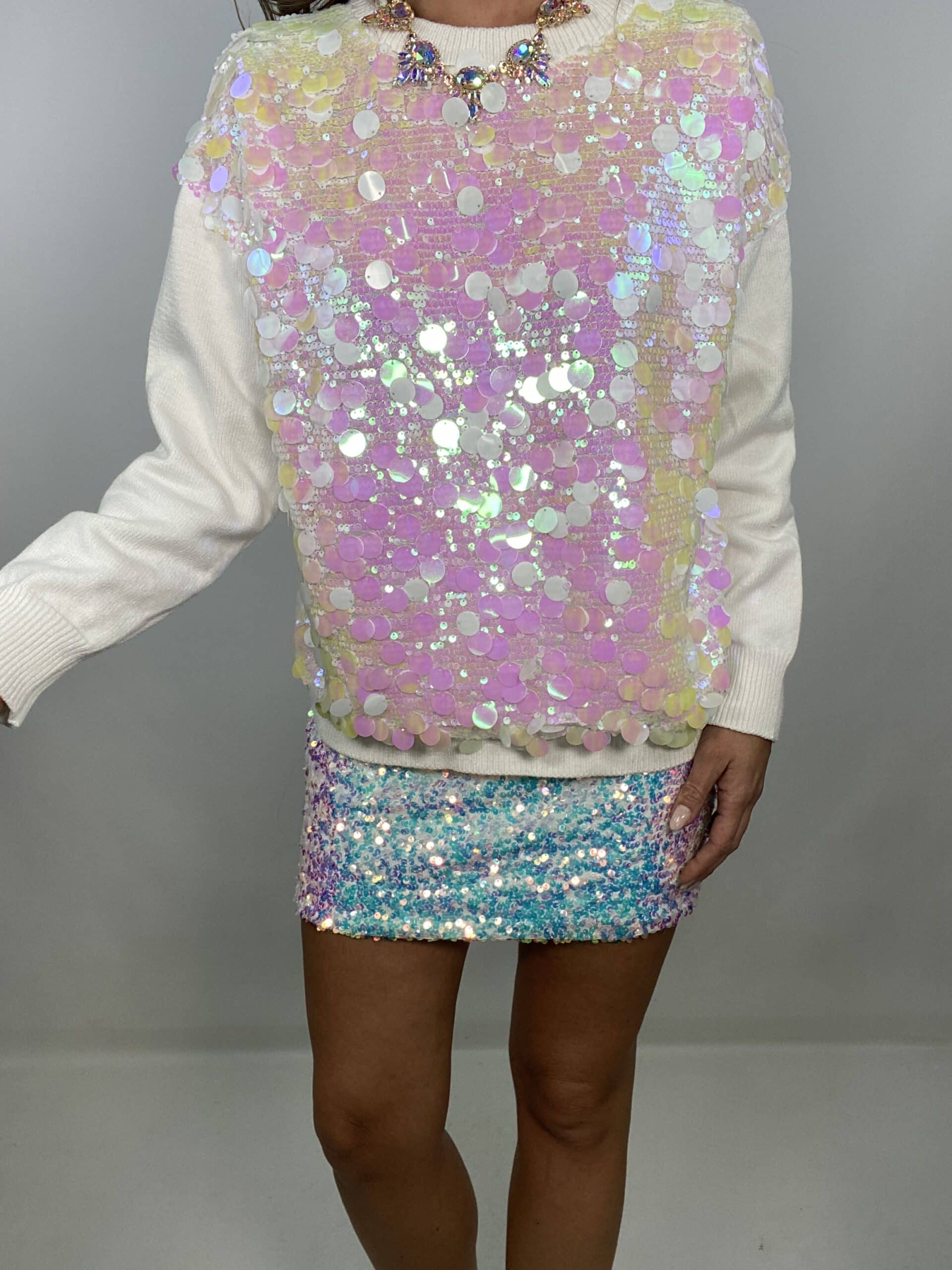 Pullover Paillettes - Bianco Cangiante