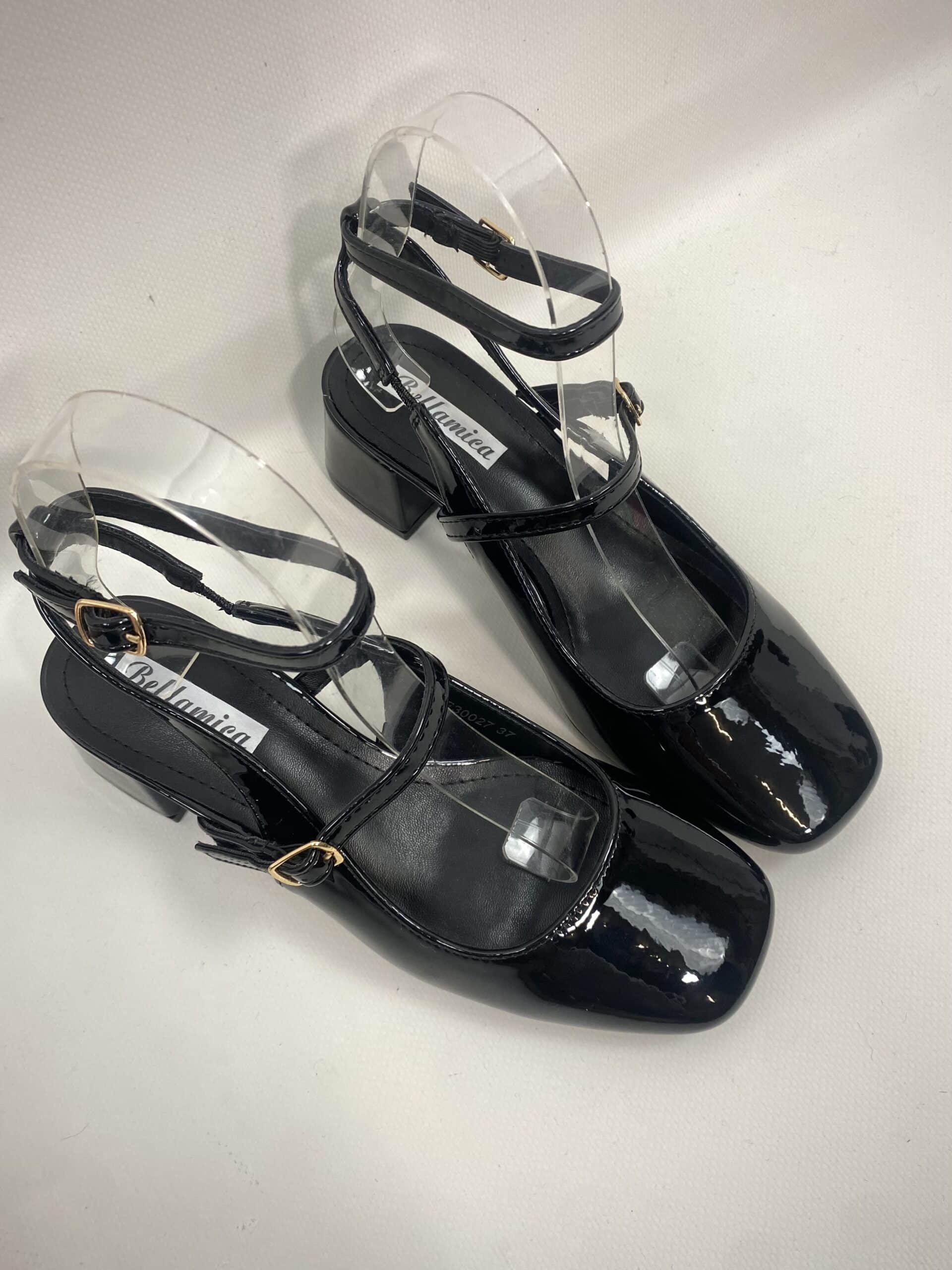 Mary Jane Medium Heels  - Vernice Nero