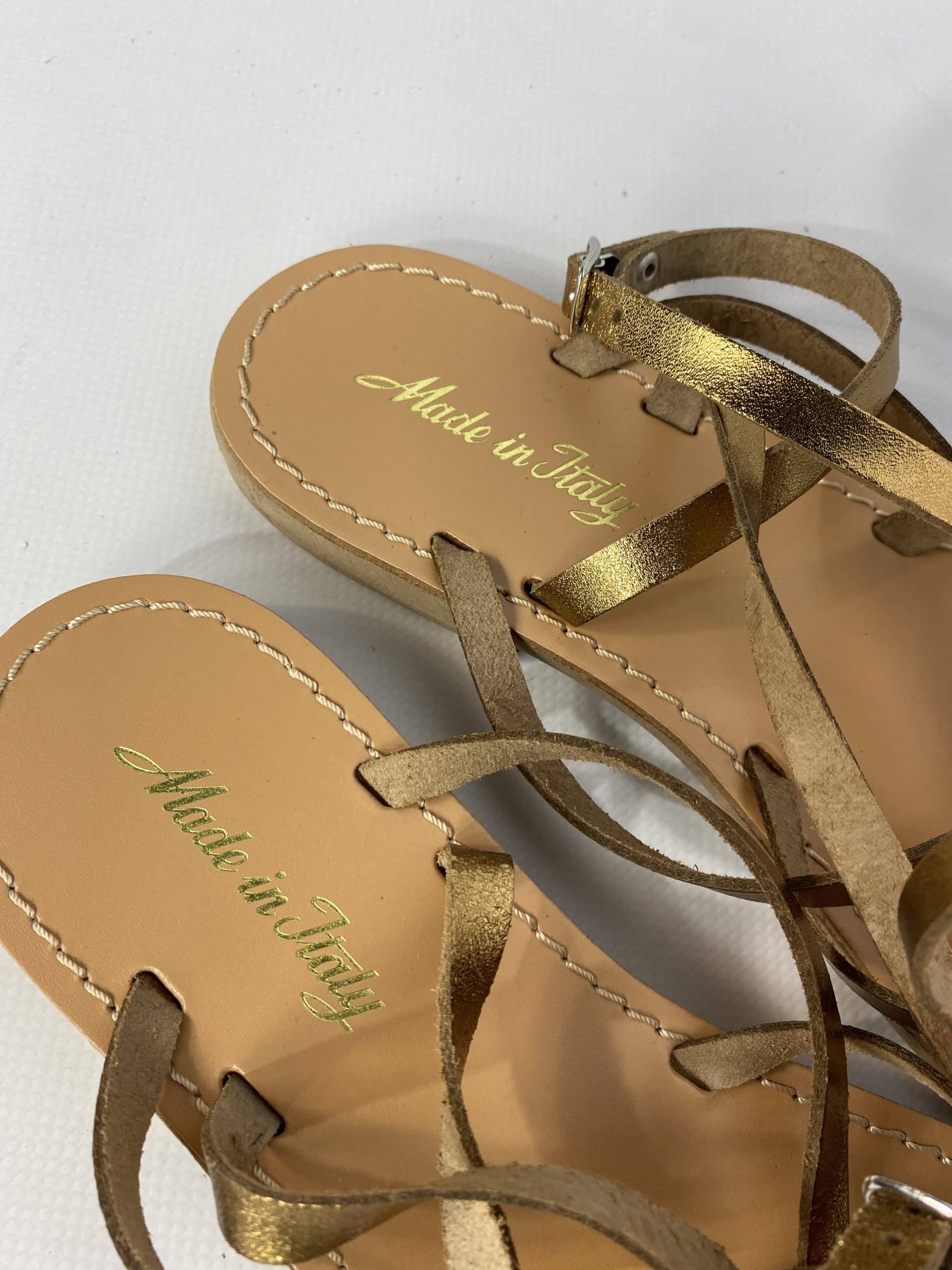 Sandali Vera Pelle Made In Italy - Oro