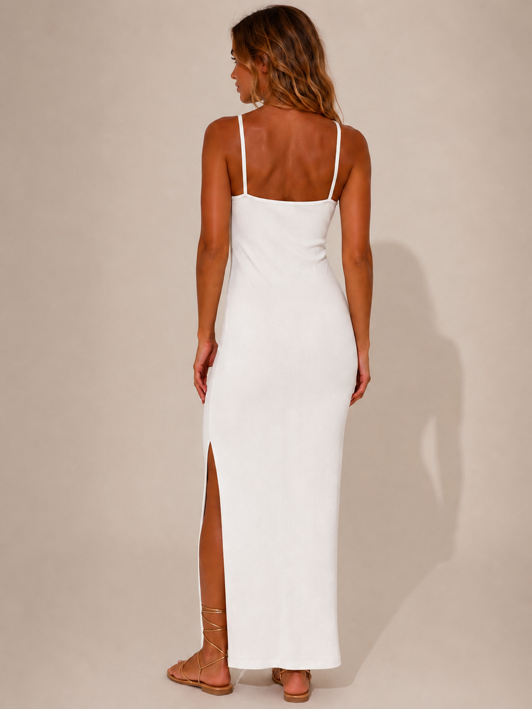 Maxi Dress Golden Shell - Bianco