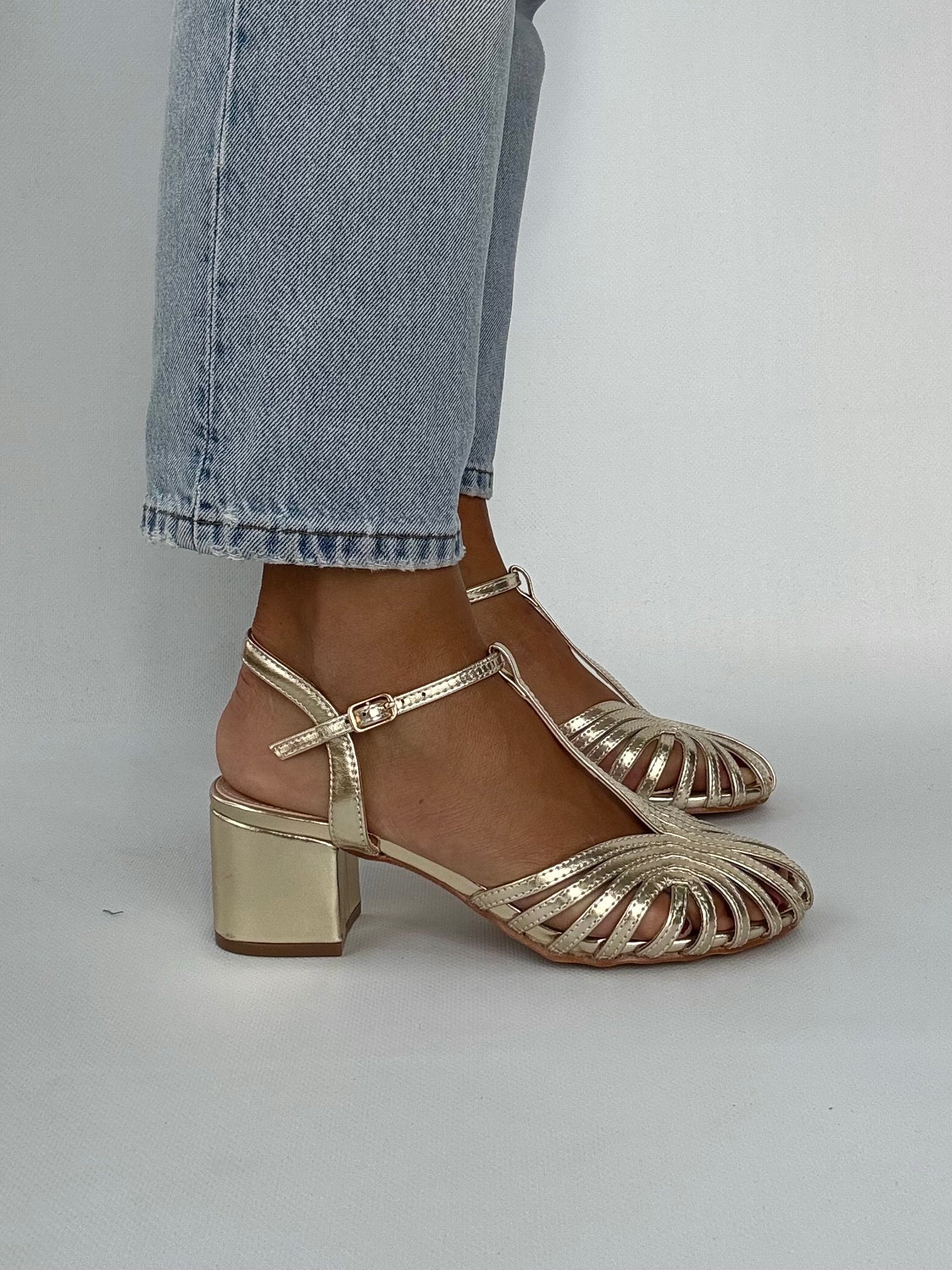 Sandali Tango Tacco Medio - Oro