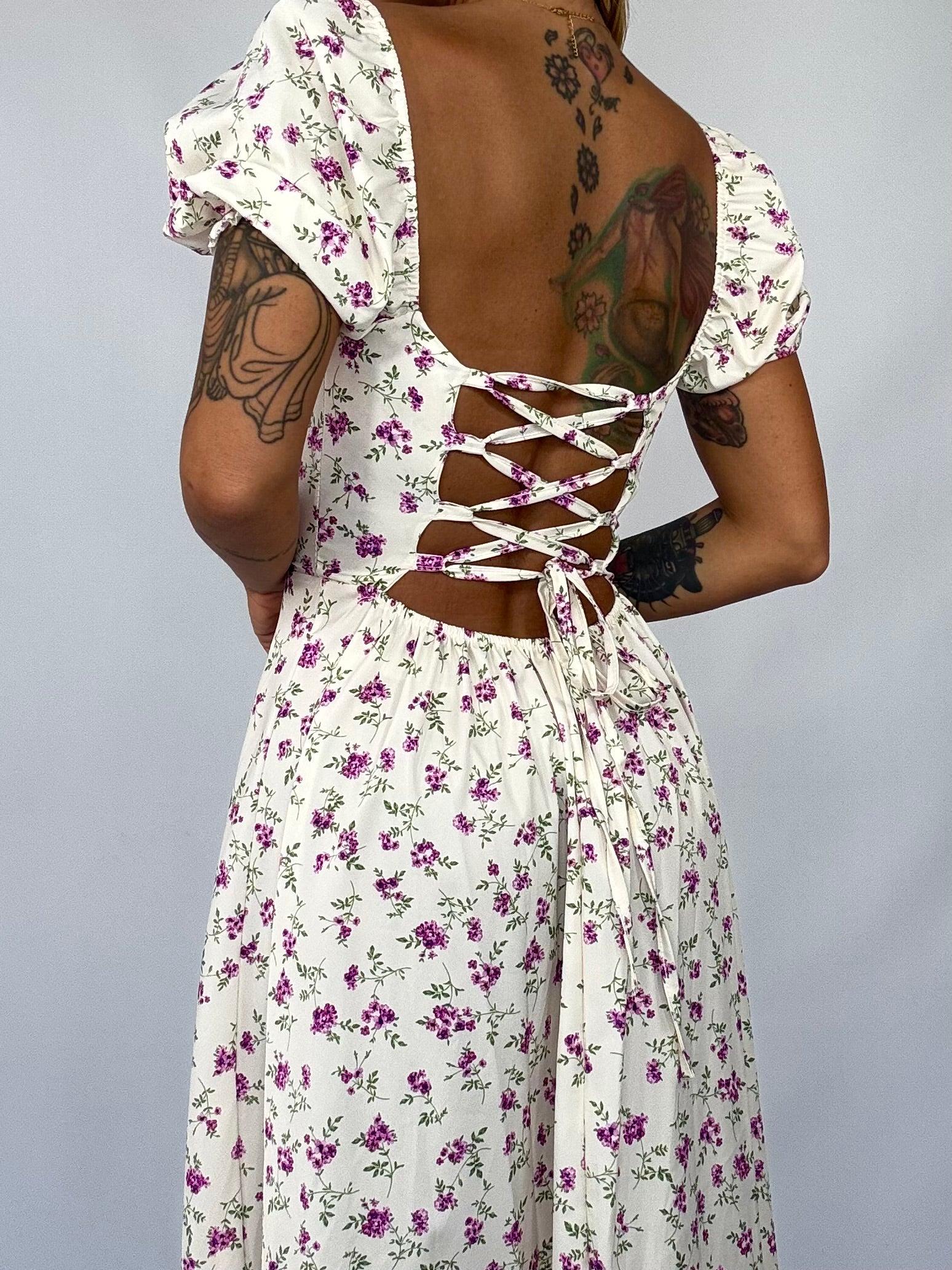Maxi Dress Sofia - Bianco Panna / Lavanda