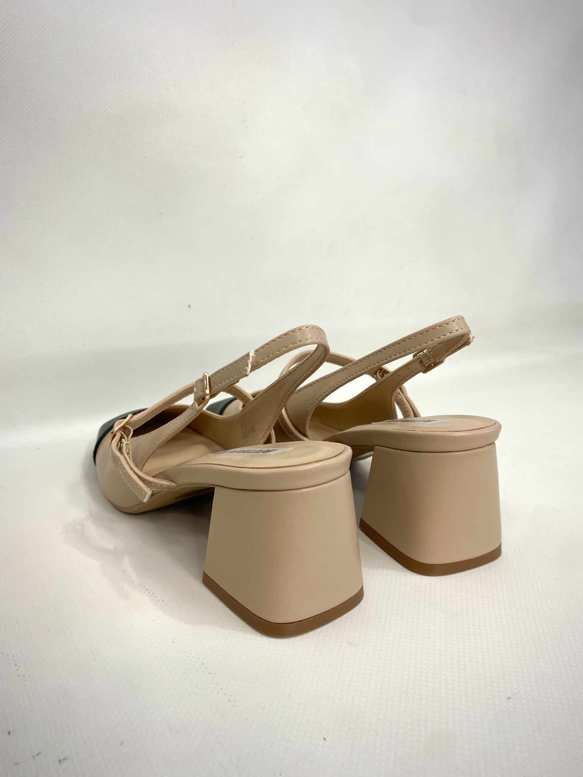 Mary Jane Medium Heels  - Bicolor Nude / Nero