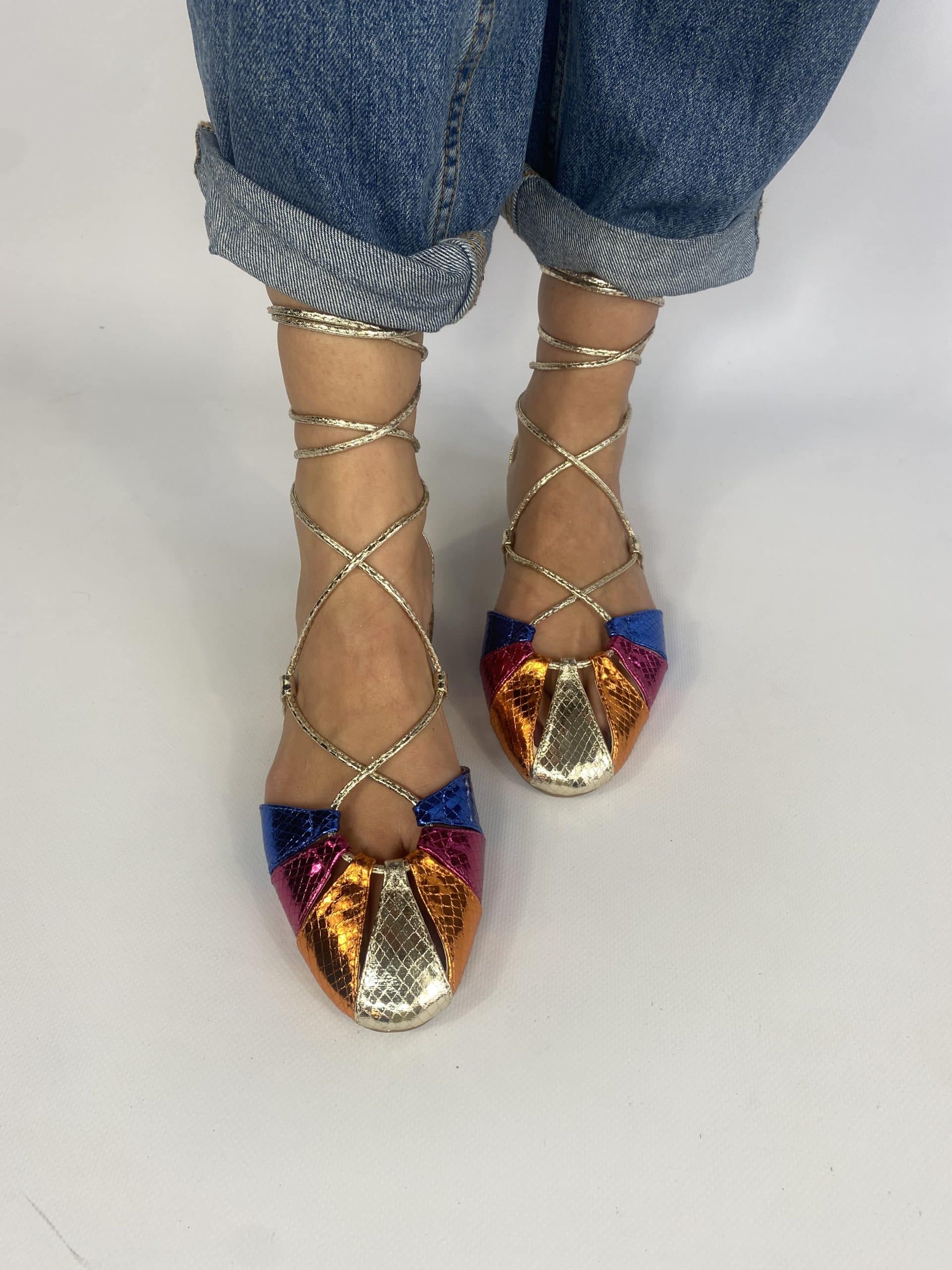 Sandali Flat Miley Alla Schiava  - Multicolor / Oro
