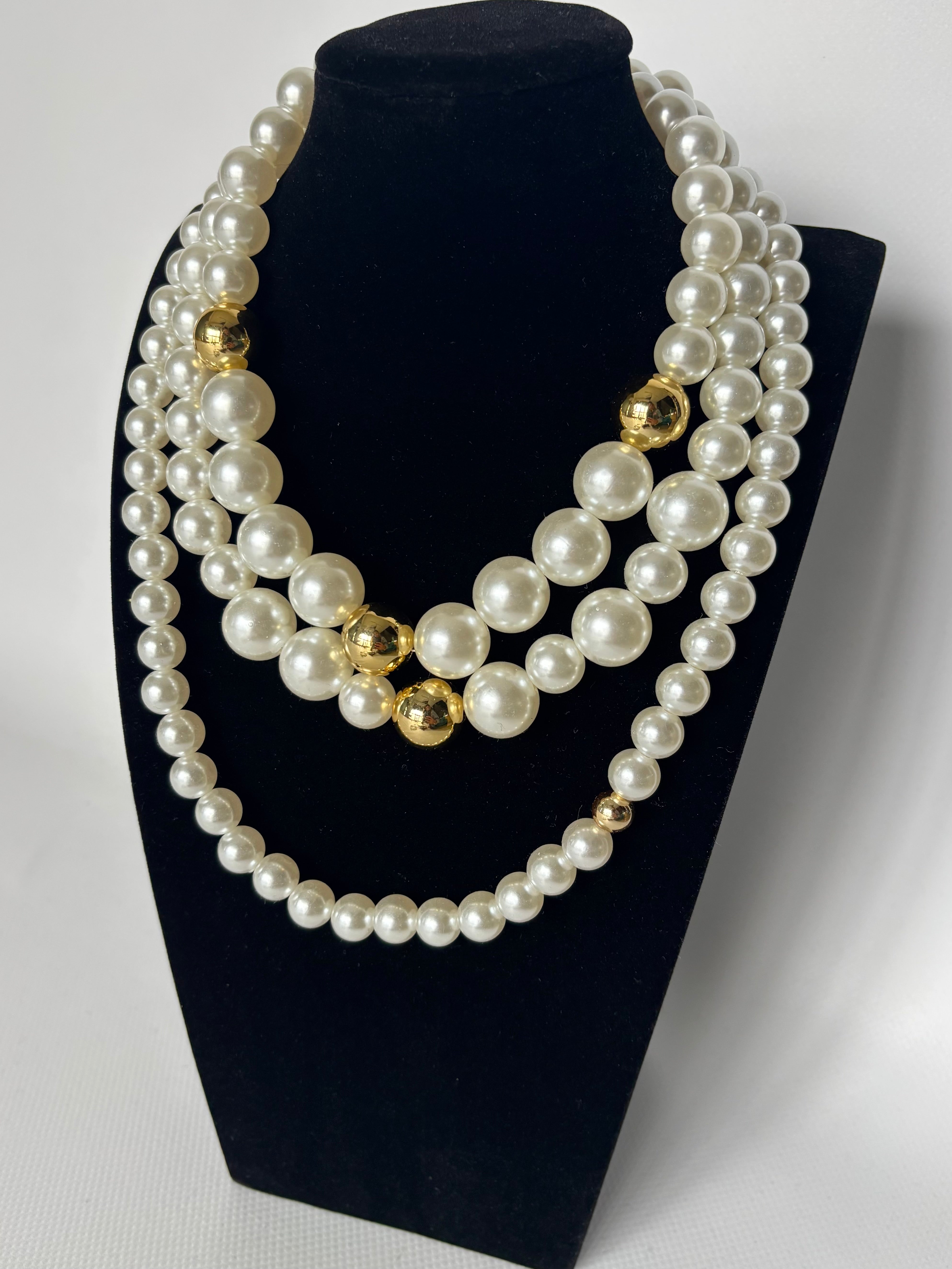 Maxi Collana Perle - Bianco/ Oro