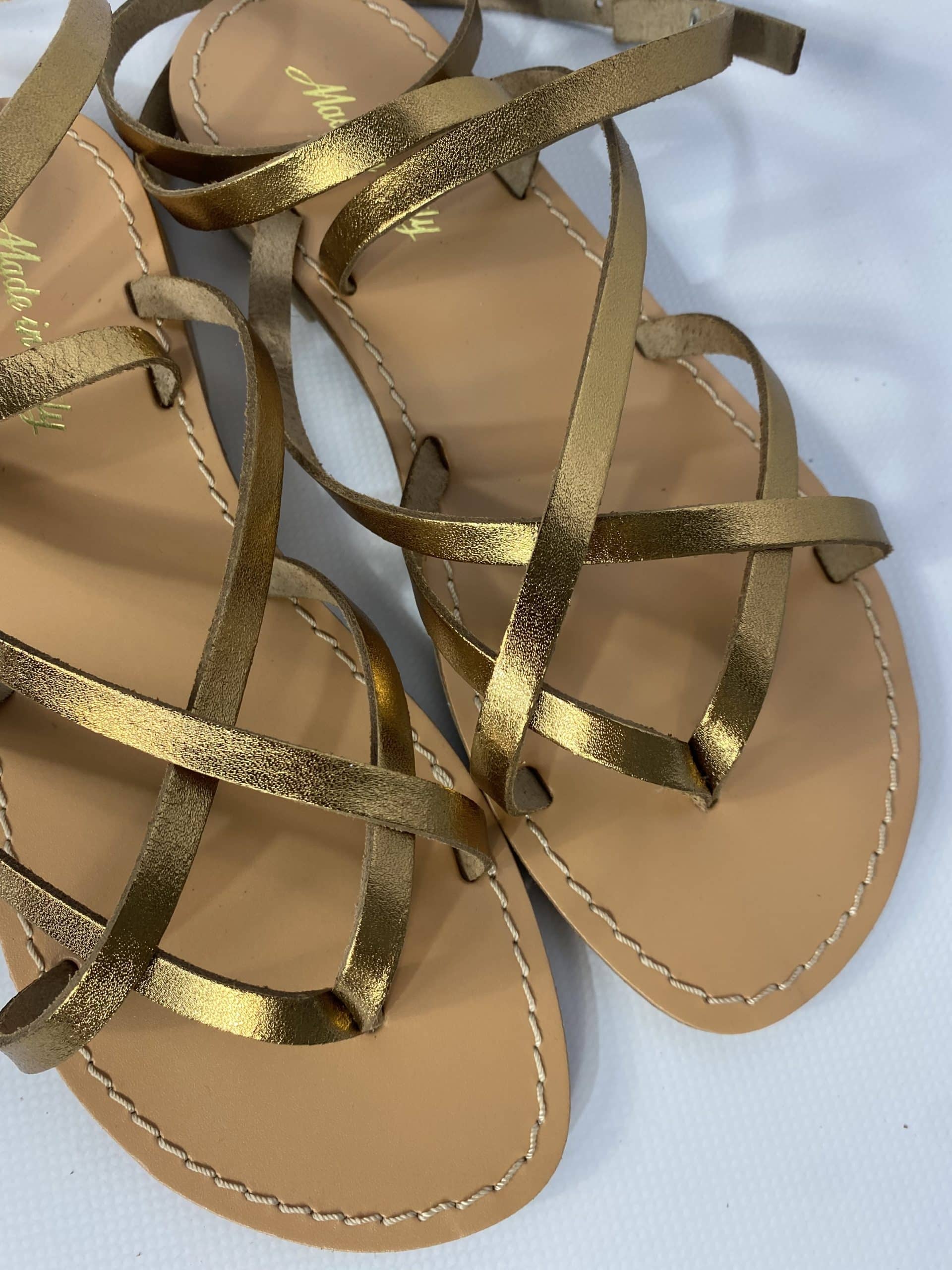 Sandali Vera Pelle Made In Italy - Oro