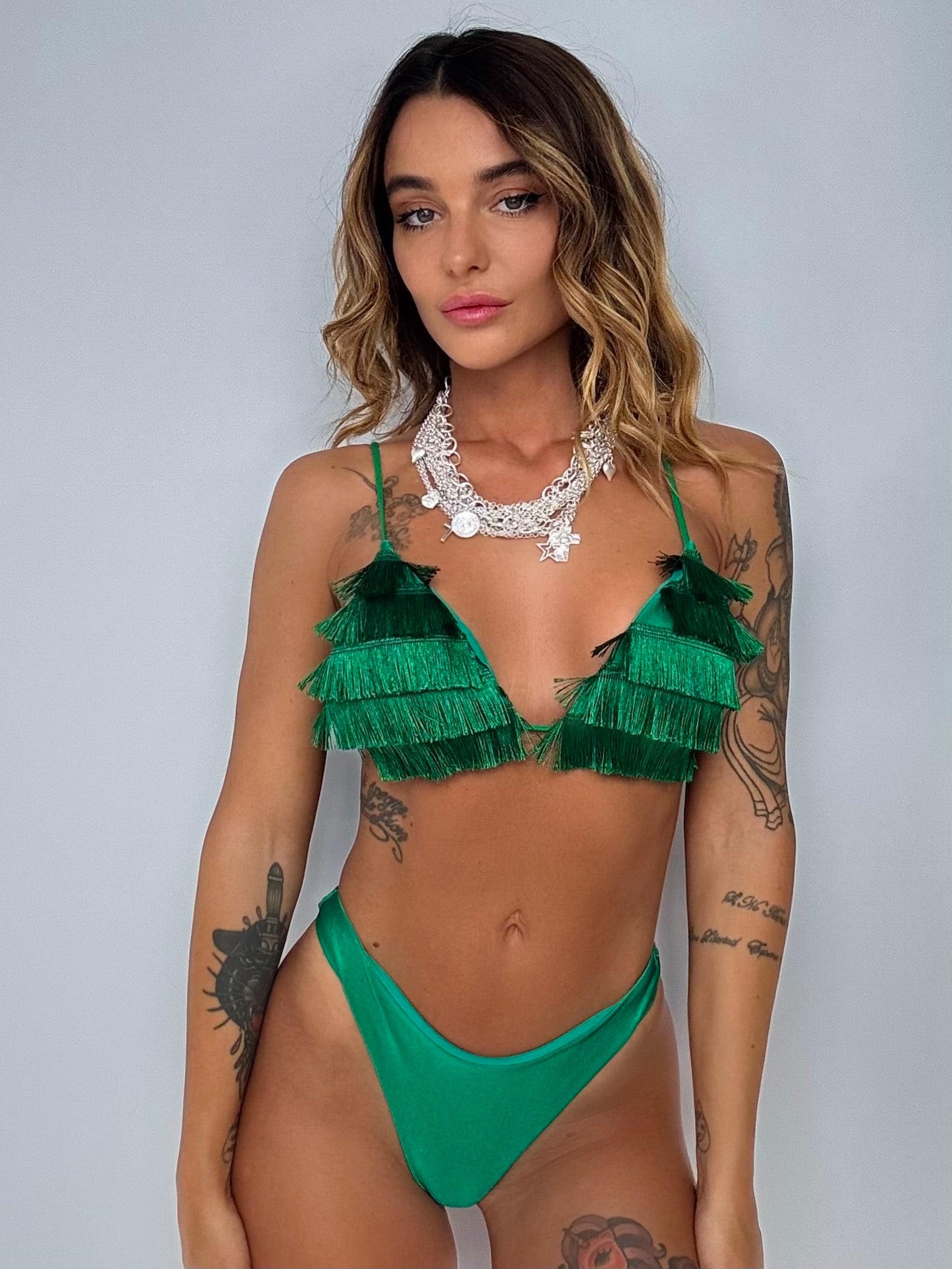Bikini Brasiliano con Frange - Verde