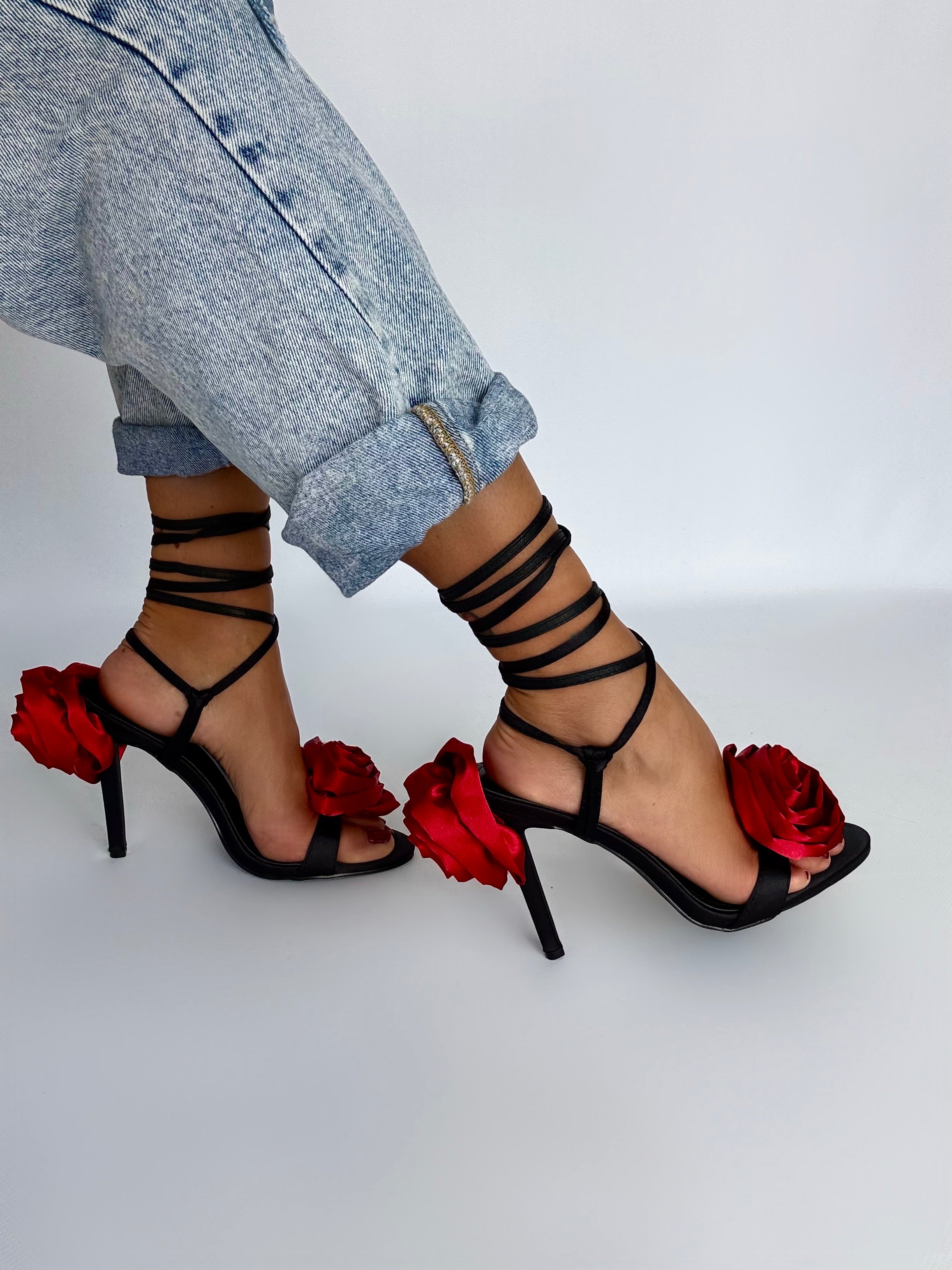 Sandali Romantica alla Schiava - Nero /Rosso