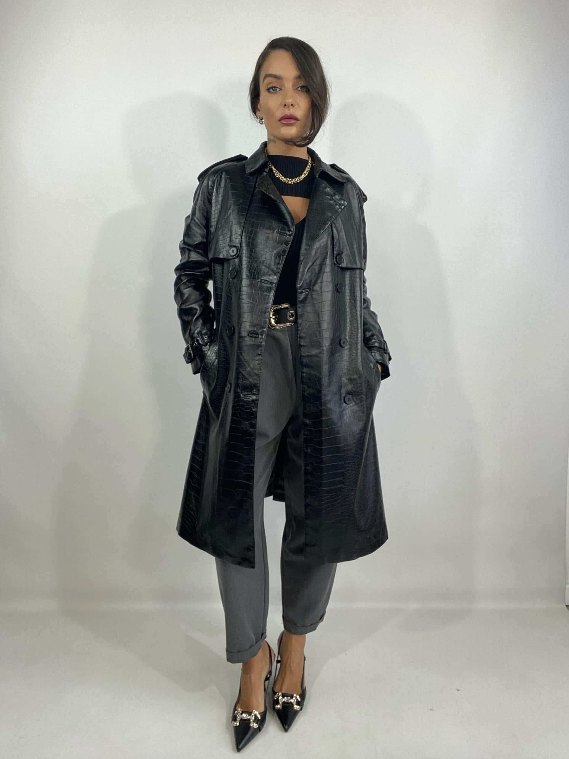 Trench Ecopelle Cocco - Nero