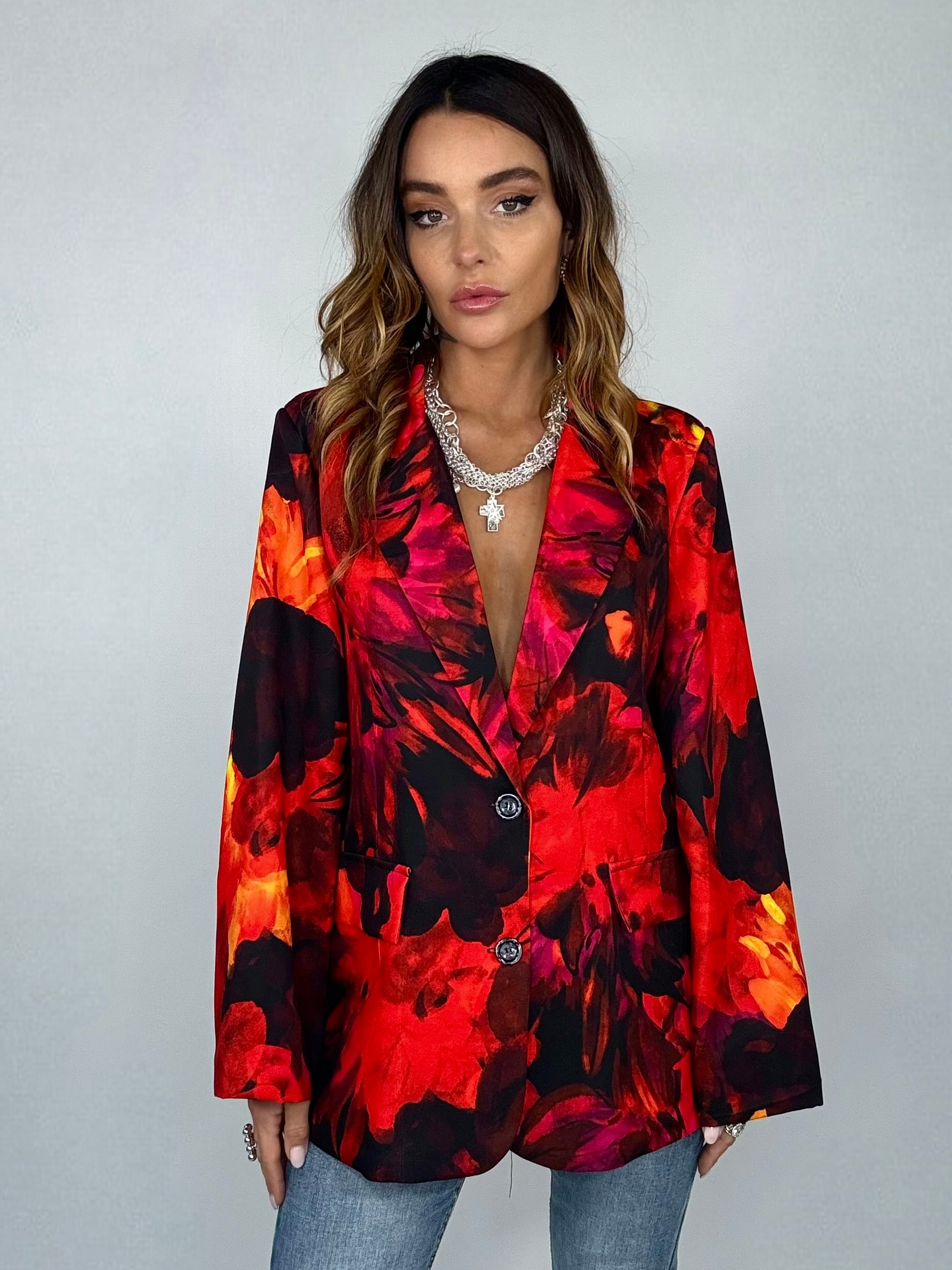 Blazer Kimono Shadow - Rosso