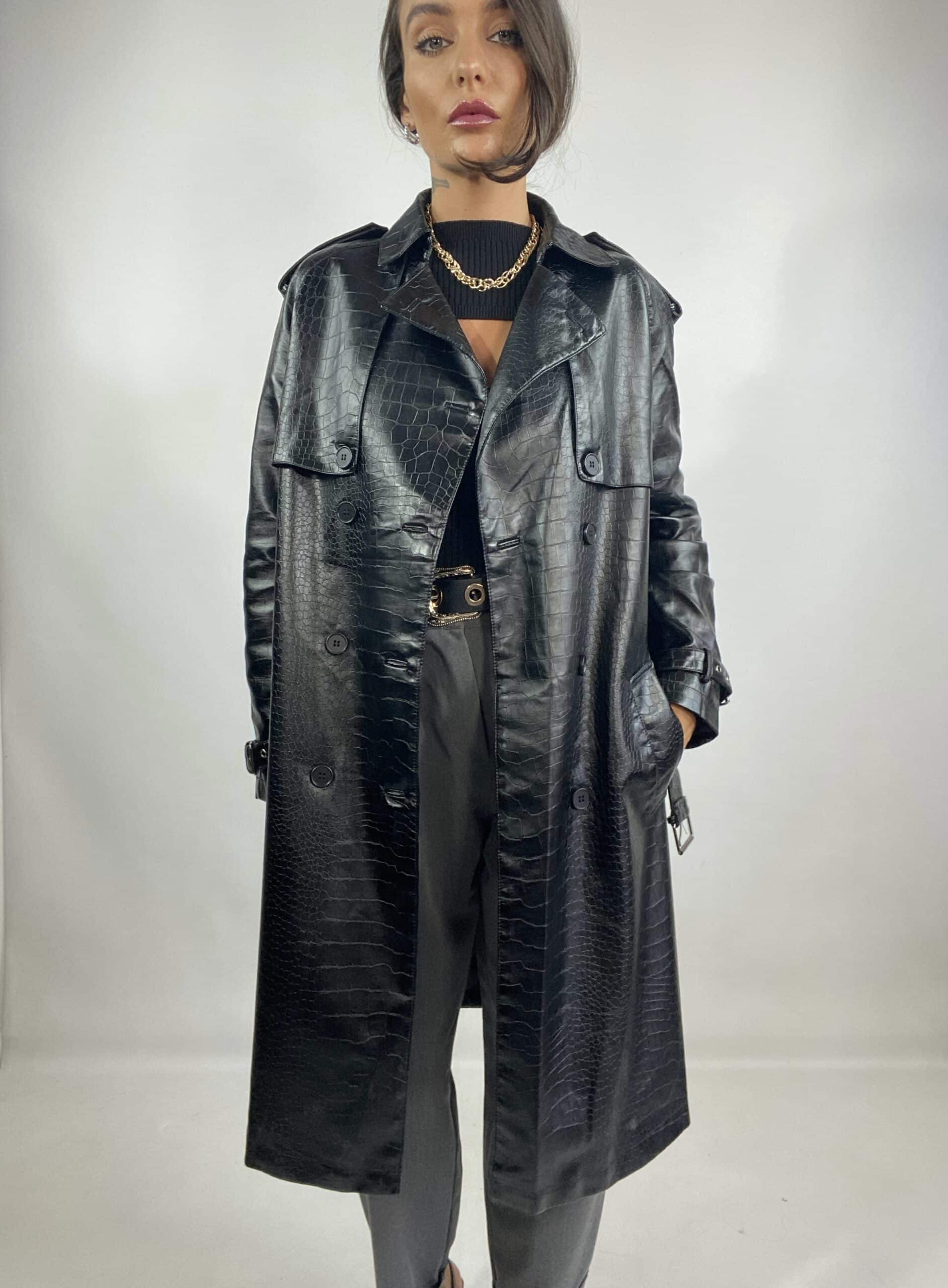 Trench Ecopelle Cocco - Nero