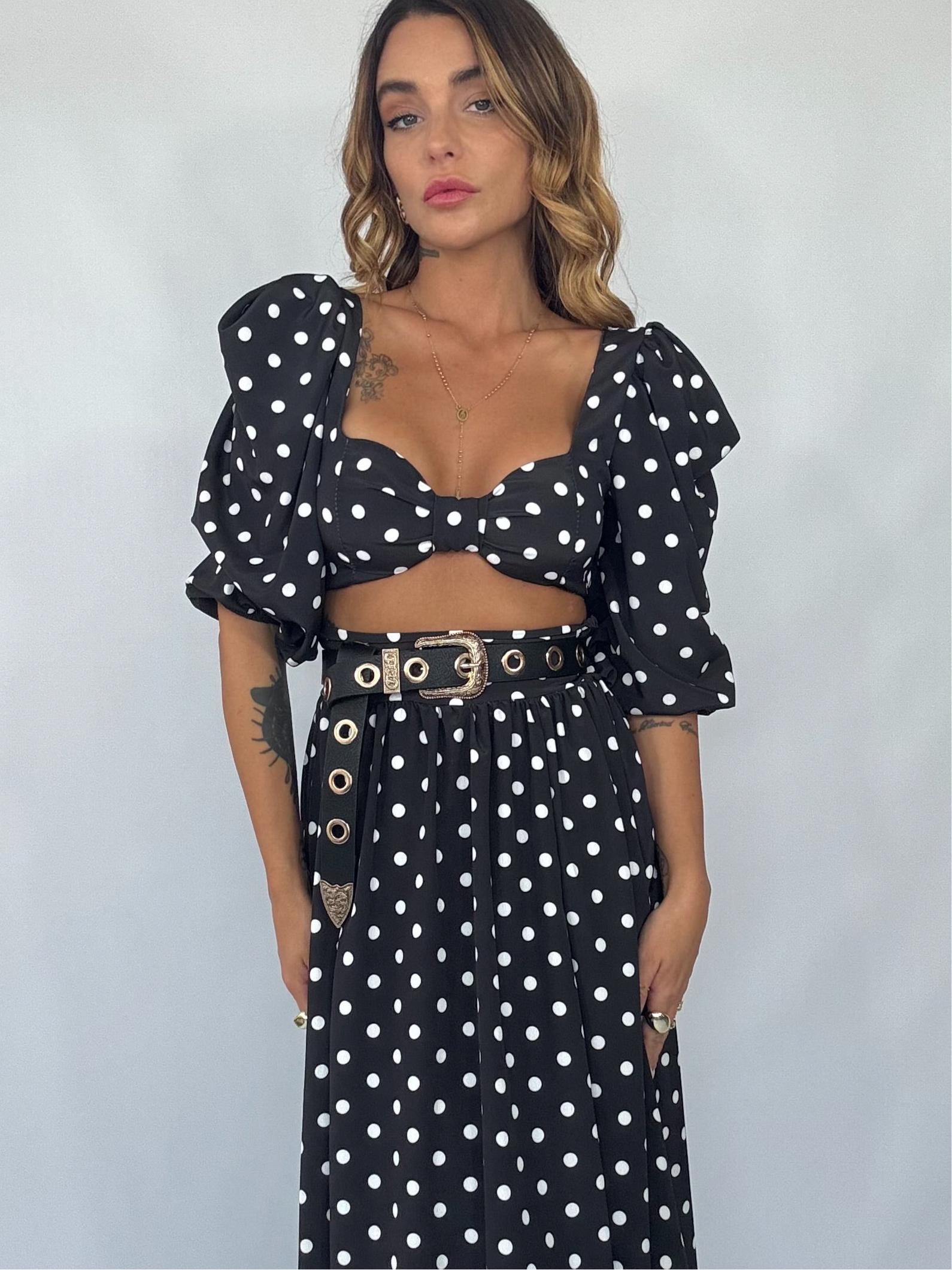 Completo Top e Gonna Pois - Nero