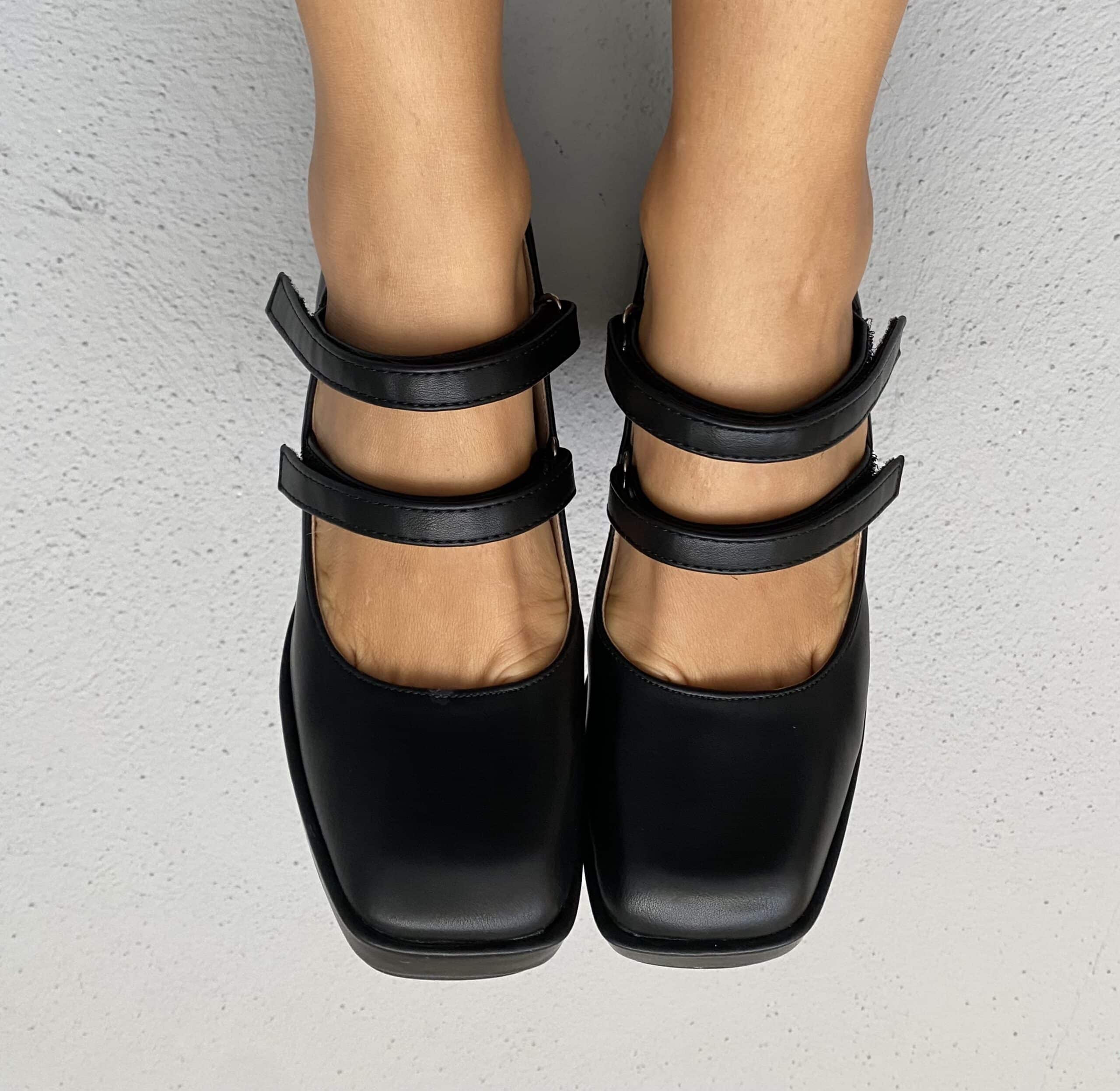 Tacchi Mary Jane Doppio Cinturino- Nero