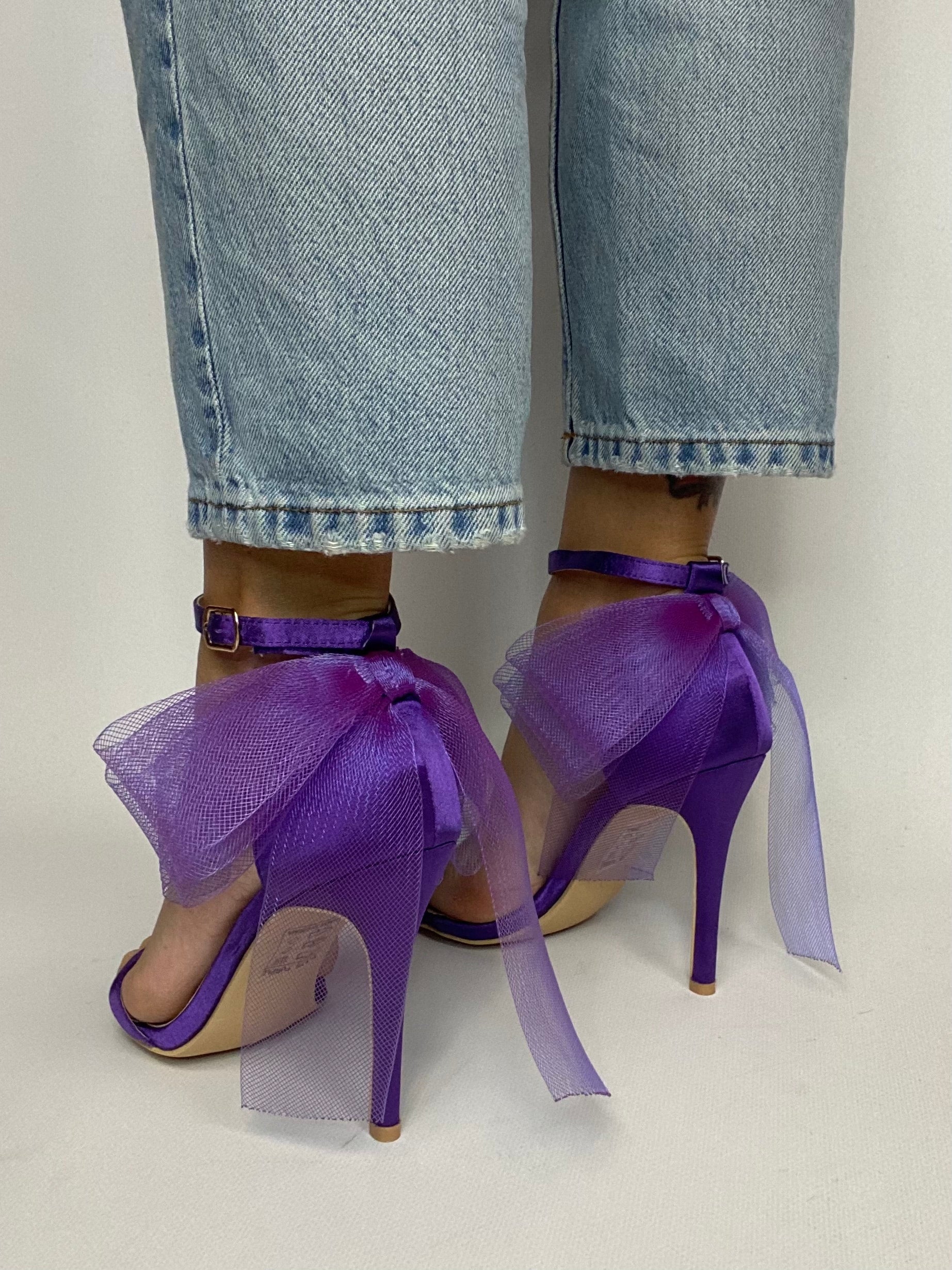 Sandalo con Fiocco in Tulle - Viola