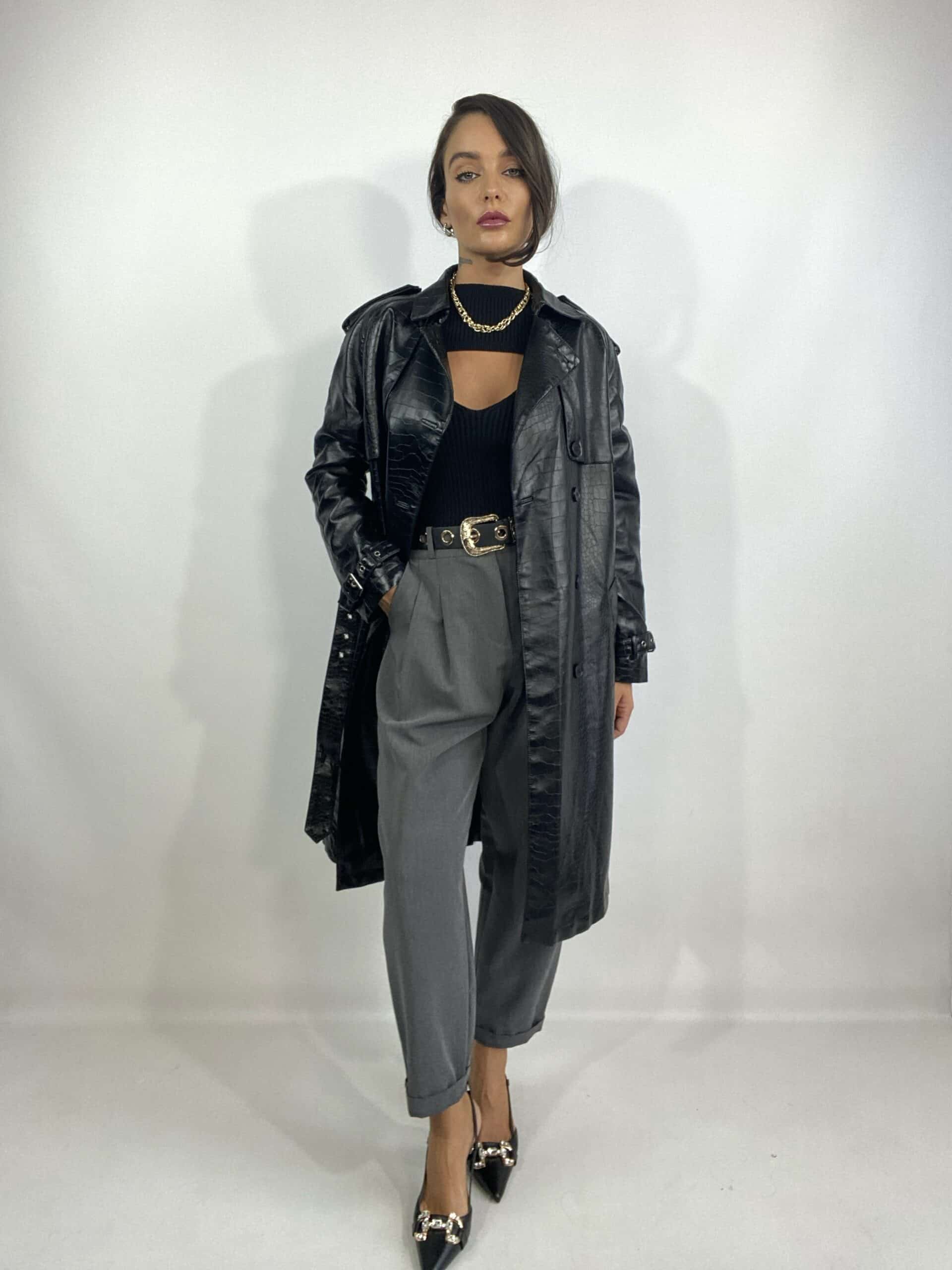 Trench Ecopelle Cocco - Nero