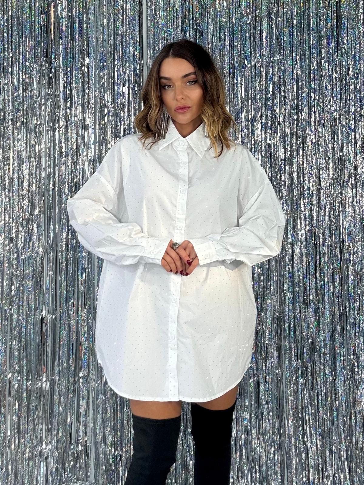 Camicia Super Over con Strass - Bianco