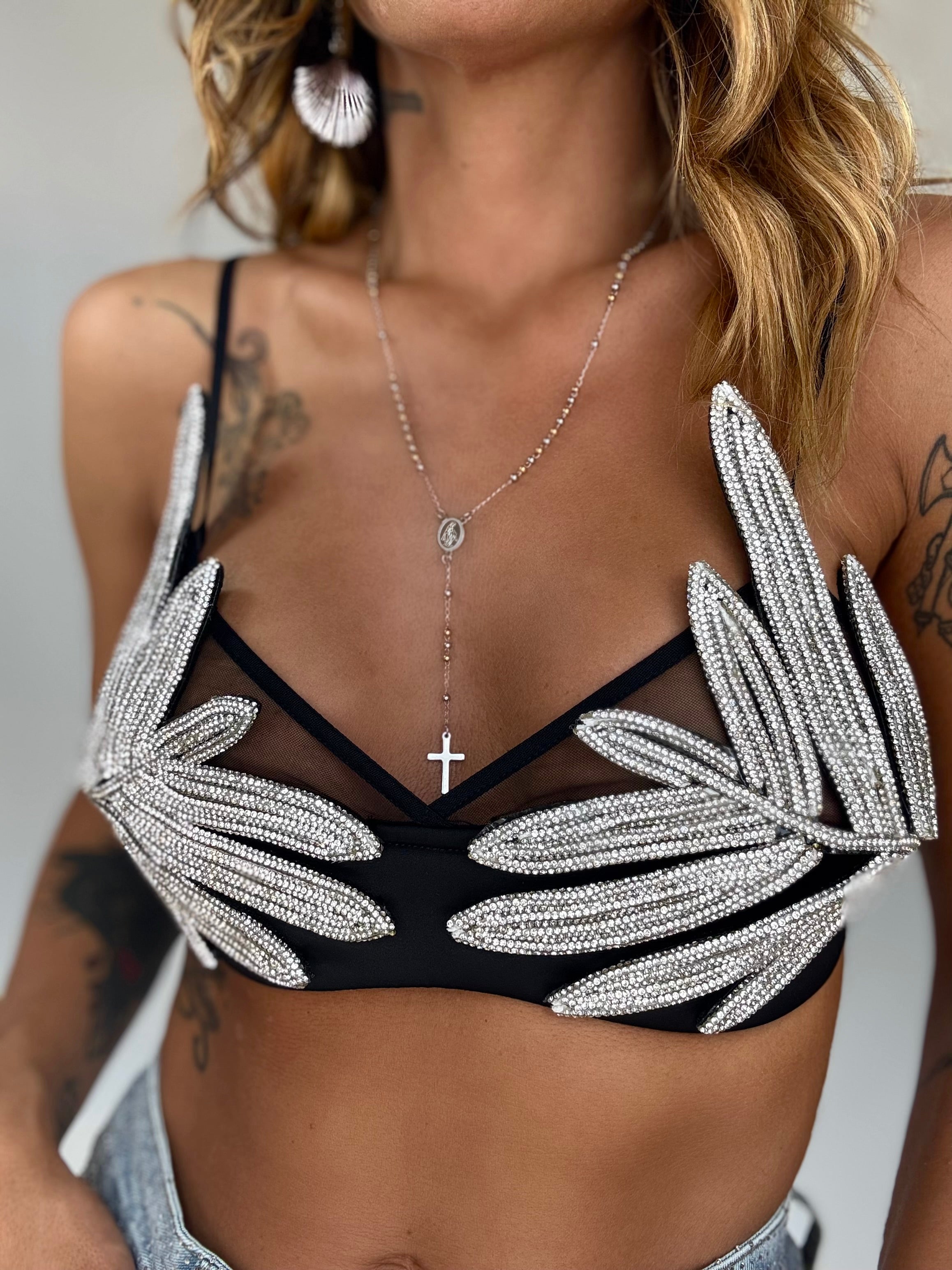 Bralette Foglie Gioiello - Nero