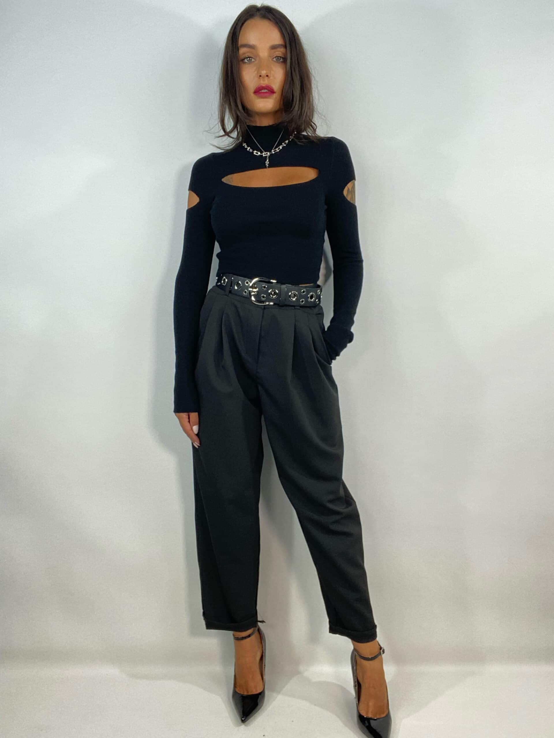 Pantaloni Doppia Pinces - Nero.