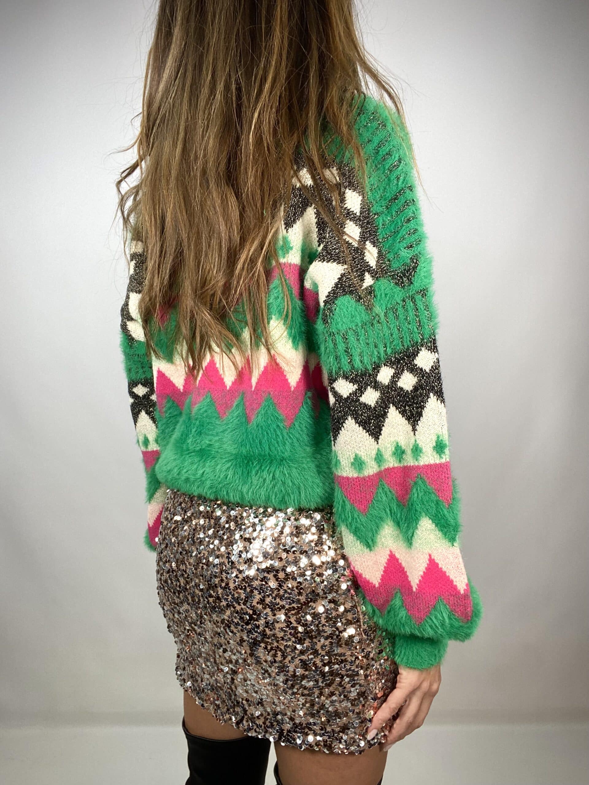 Pullover Natalizio in Pelliccetta -  Verde