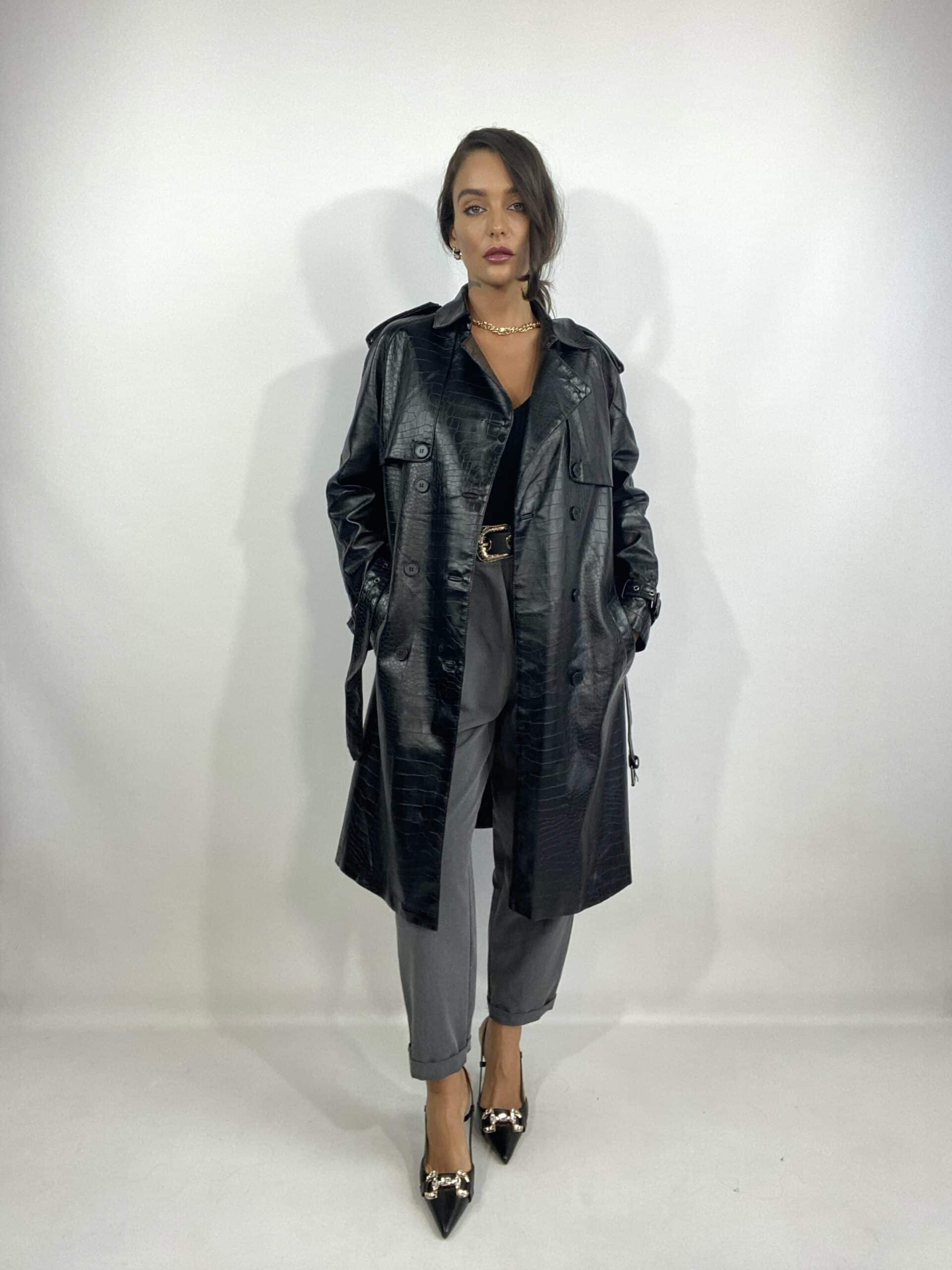 Trench Ecopelle Cocco - Nero