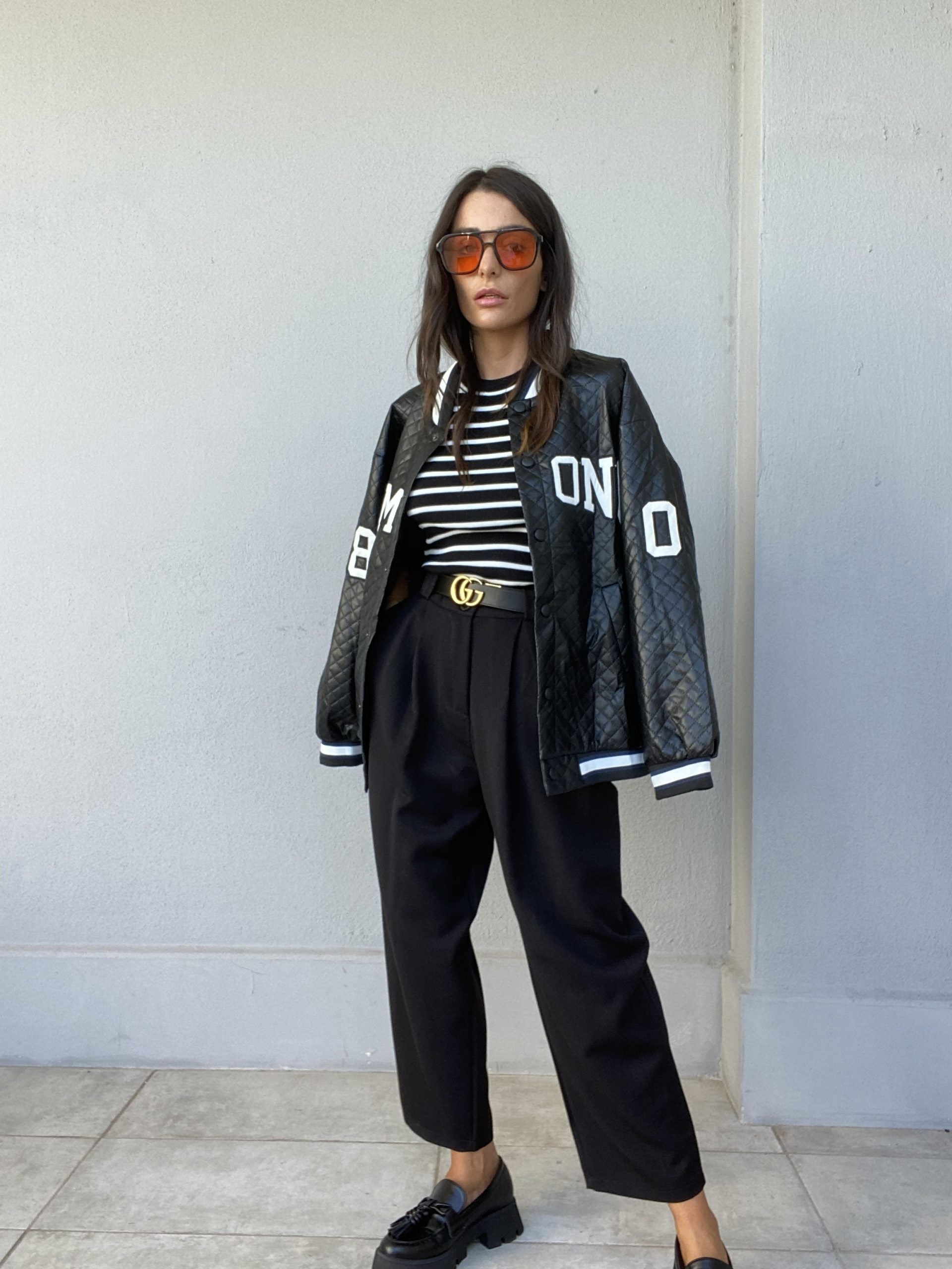 Top Costine Righe  - Nero / Bianco