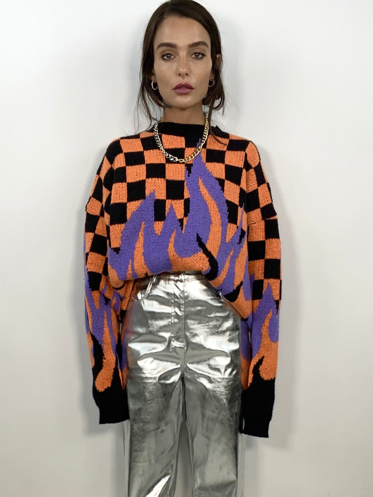 Pullover Con Fiamma - Verde / Giallo
