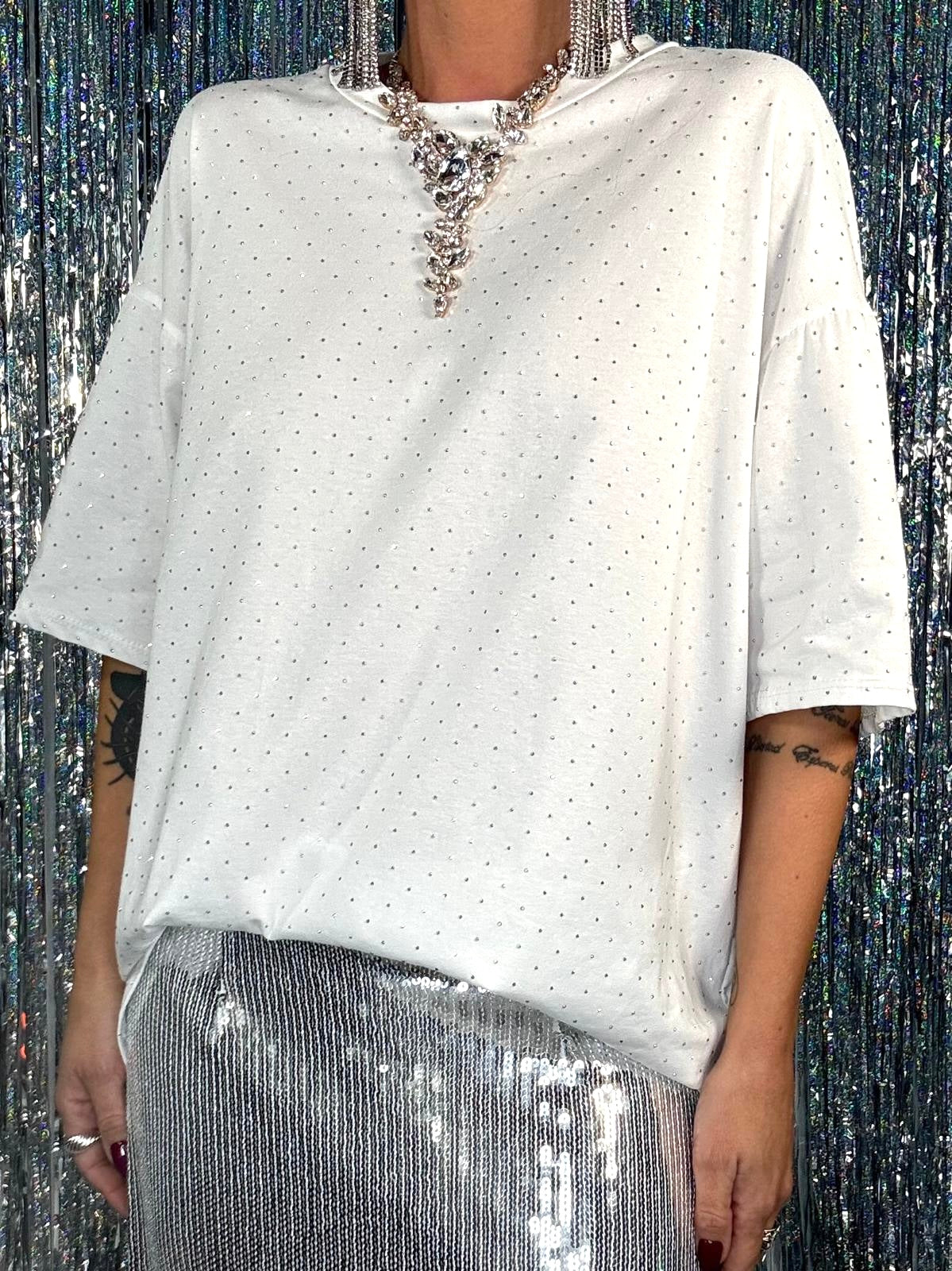 T-shirt Over Strass - Beige