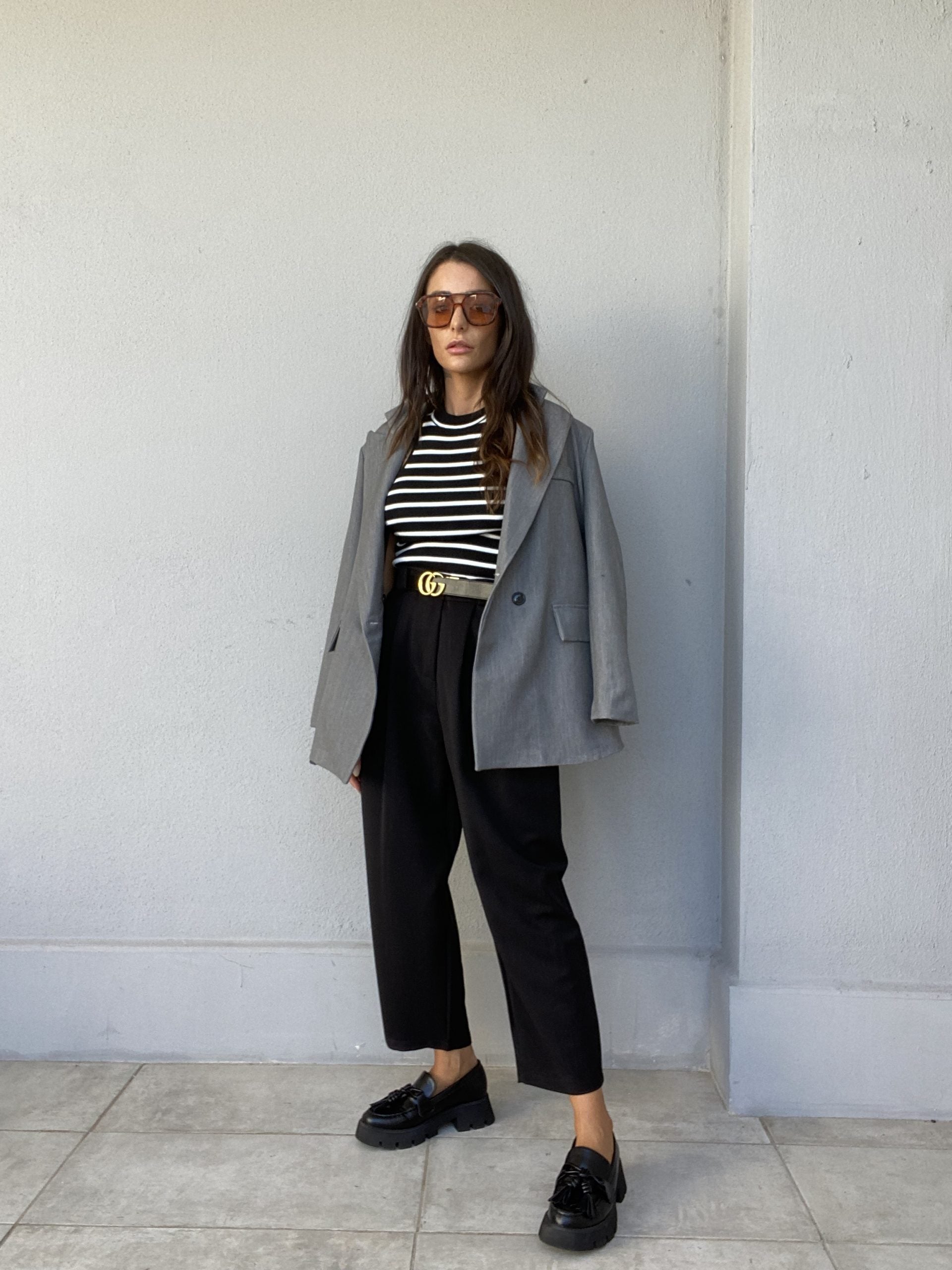 Top Costine Righe  - Nero / Bianco