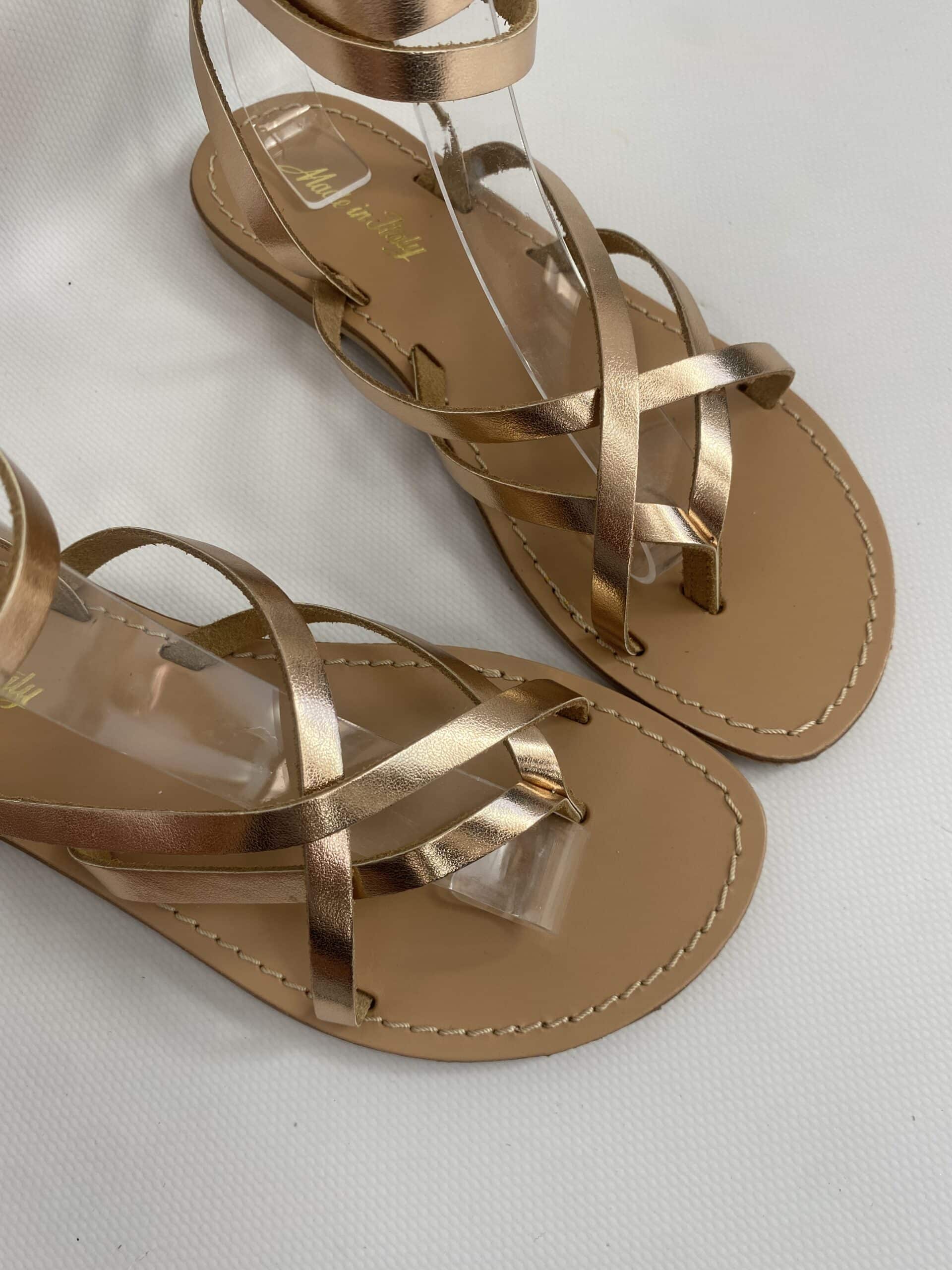 Sandali Vera Pelle Made In Italy - Rame