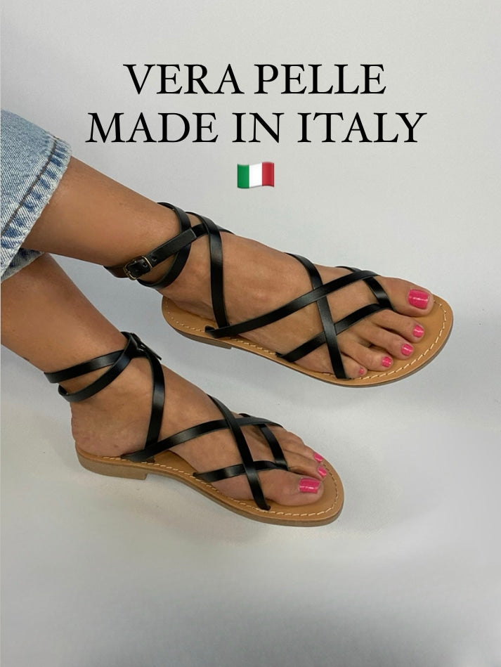 Sandali Vera Pelle Made In Italy - Oro