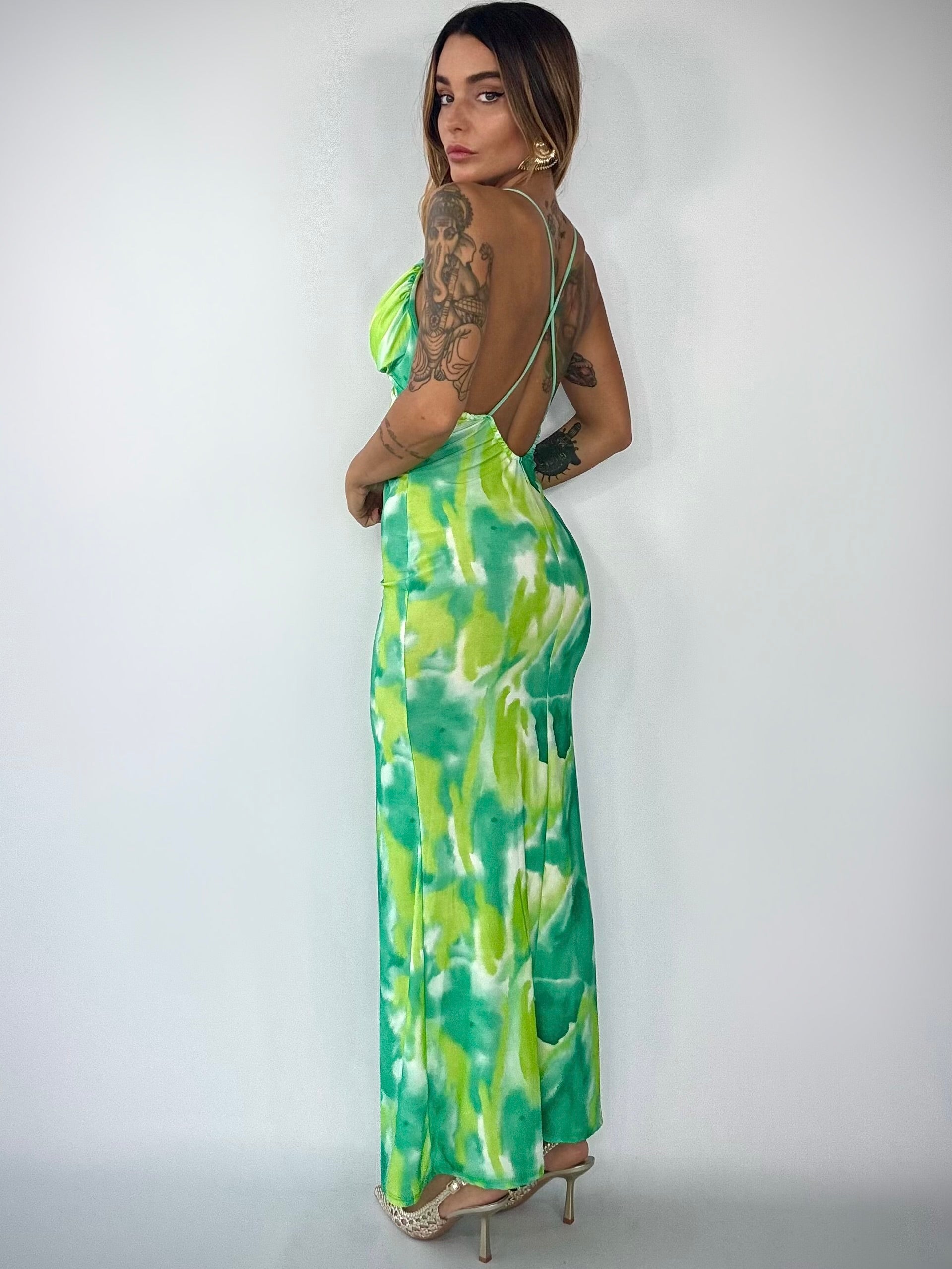 Maxi Dress Shadow Vneck - Verde