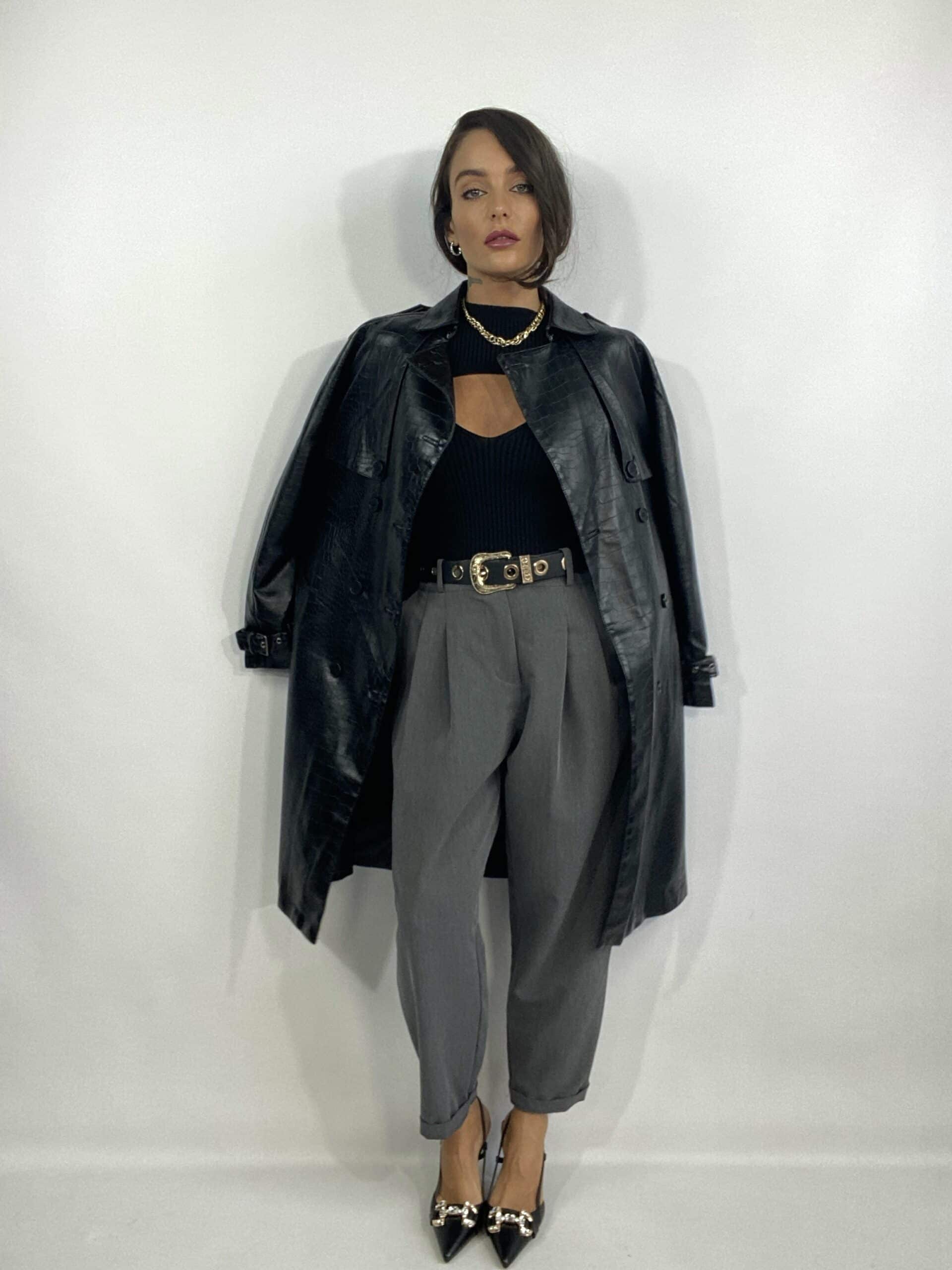 Trench Ecopelle Cocco - Nero