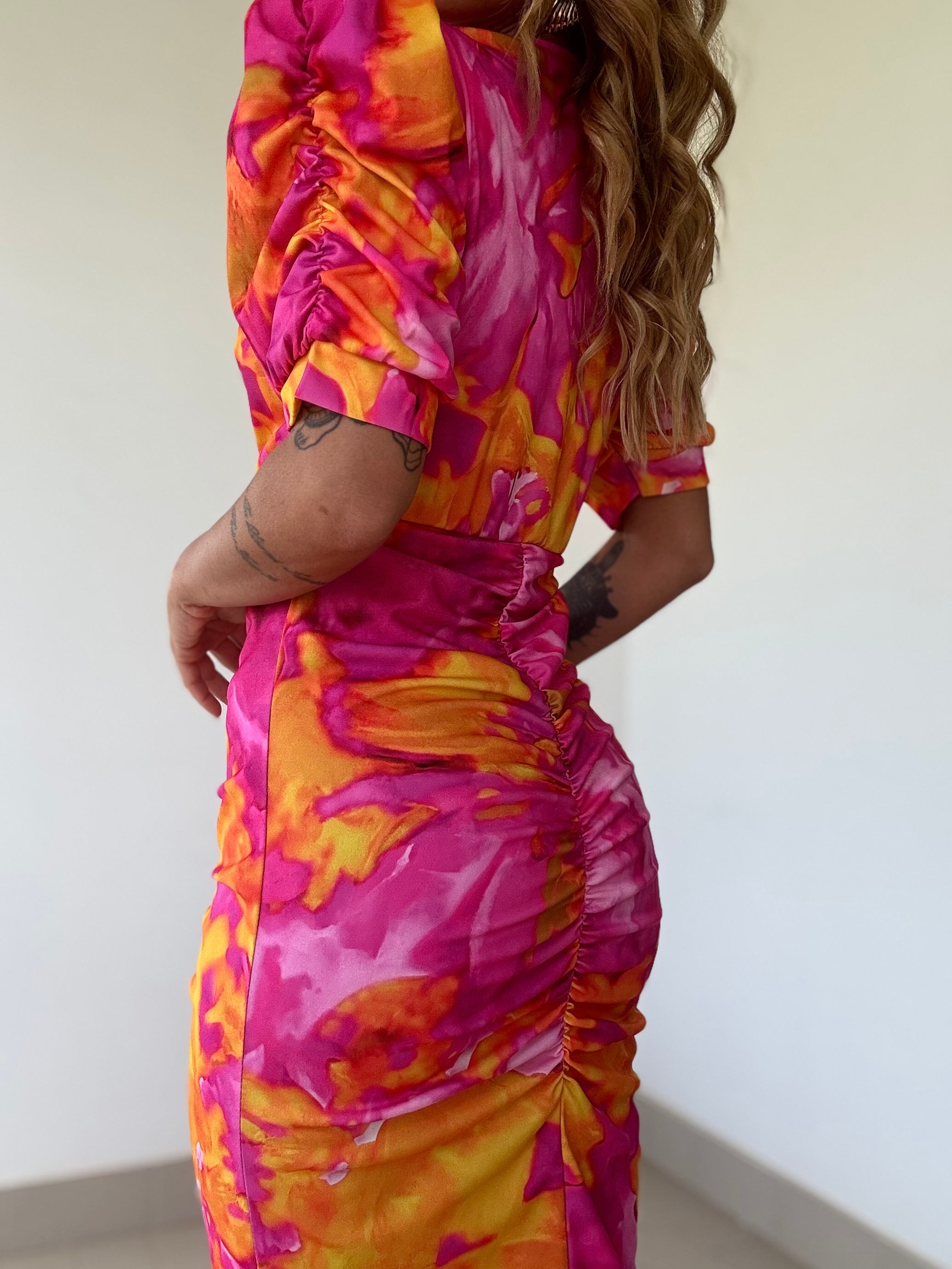 Midi Dress Mermaid - Fucsia/ Arancio