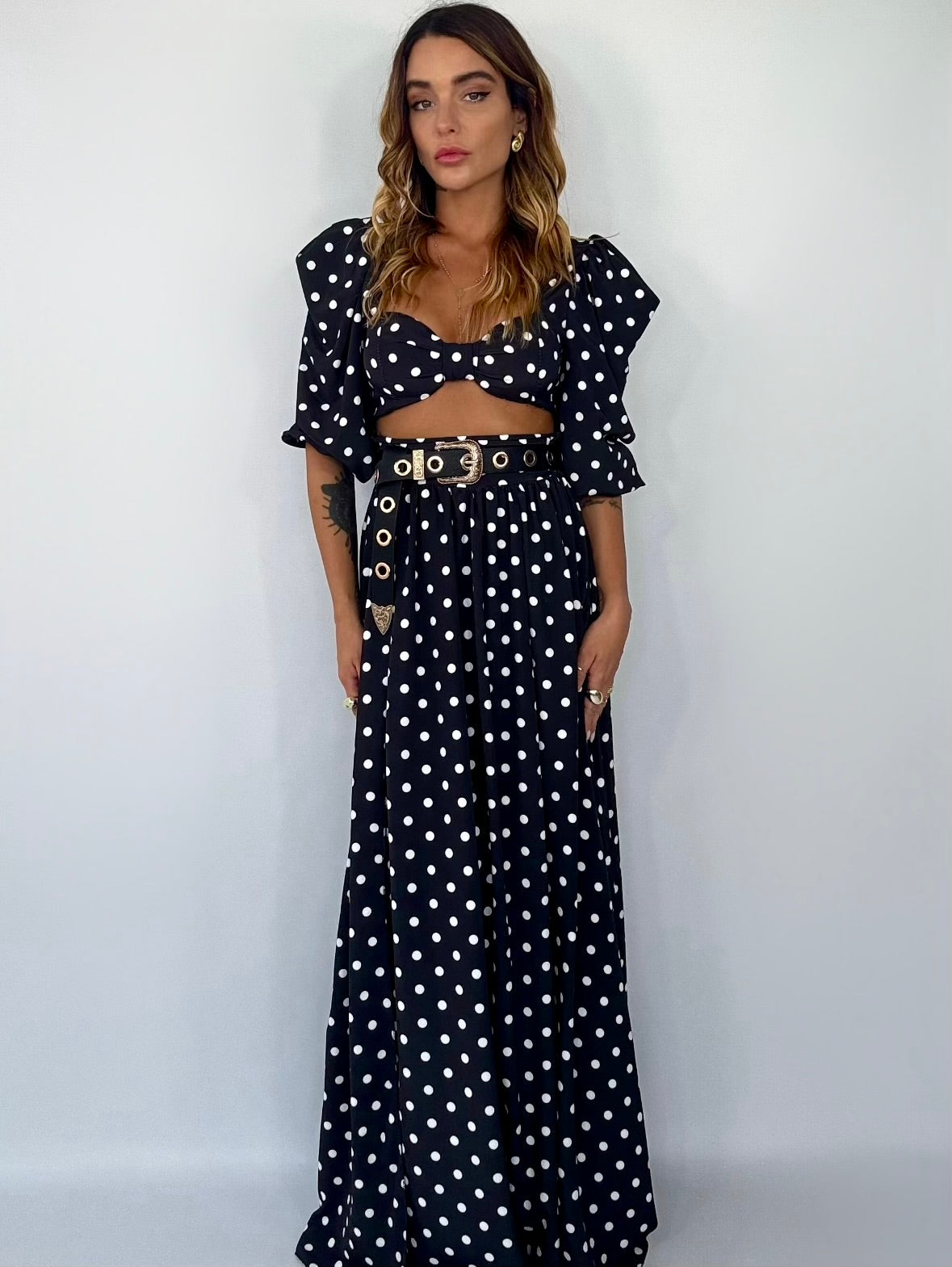 Completo Top e Gonna Pois - Nero