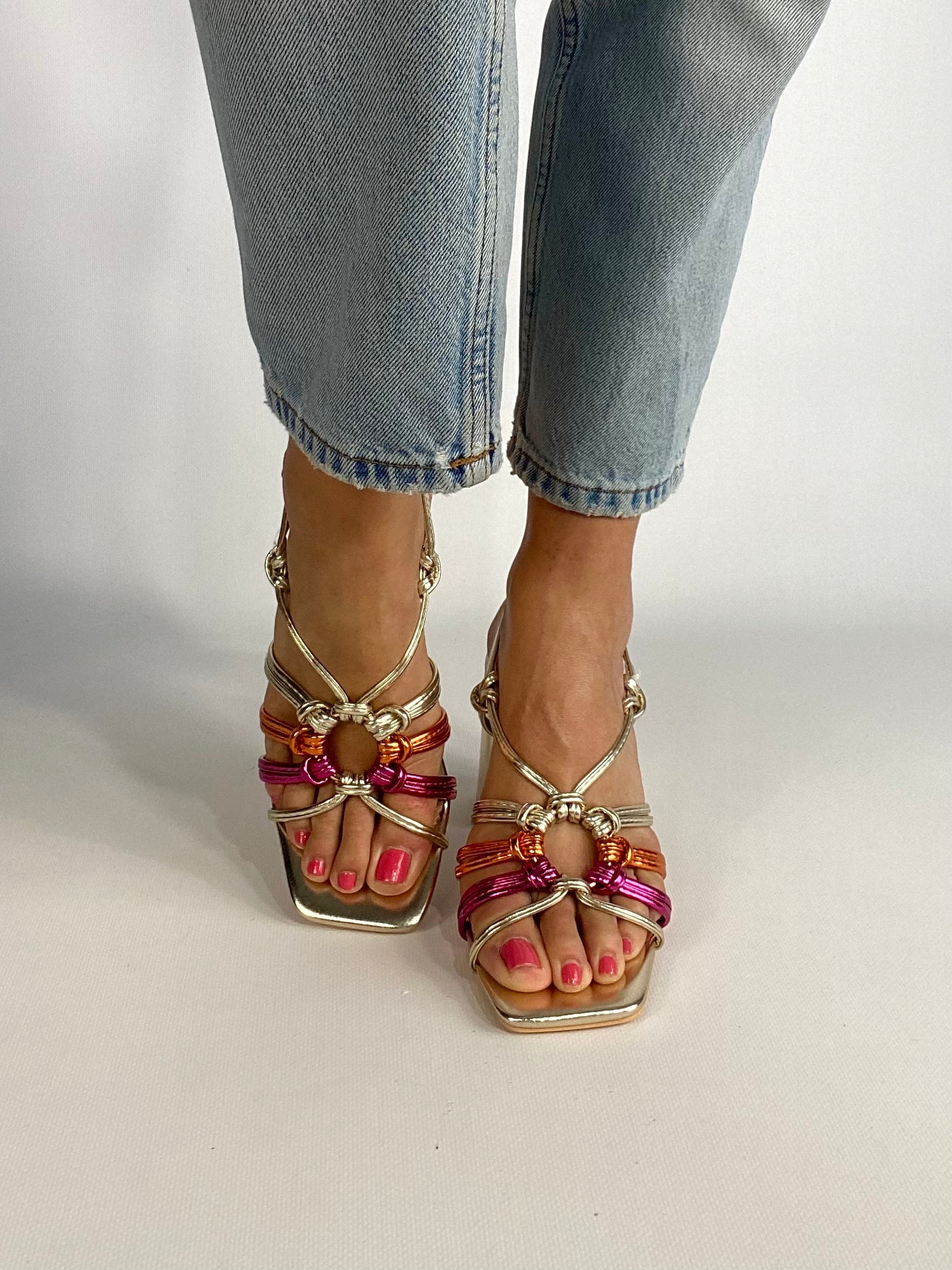 Sandali Michelle Comfort Heels - Multicolor / Oro