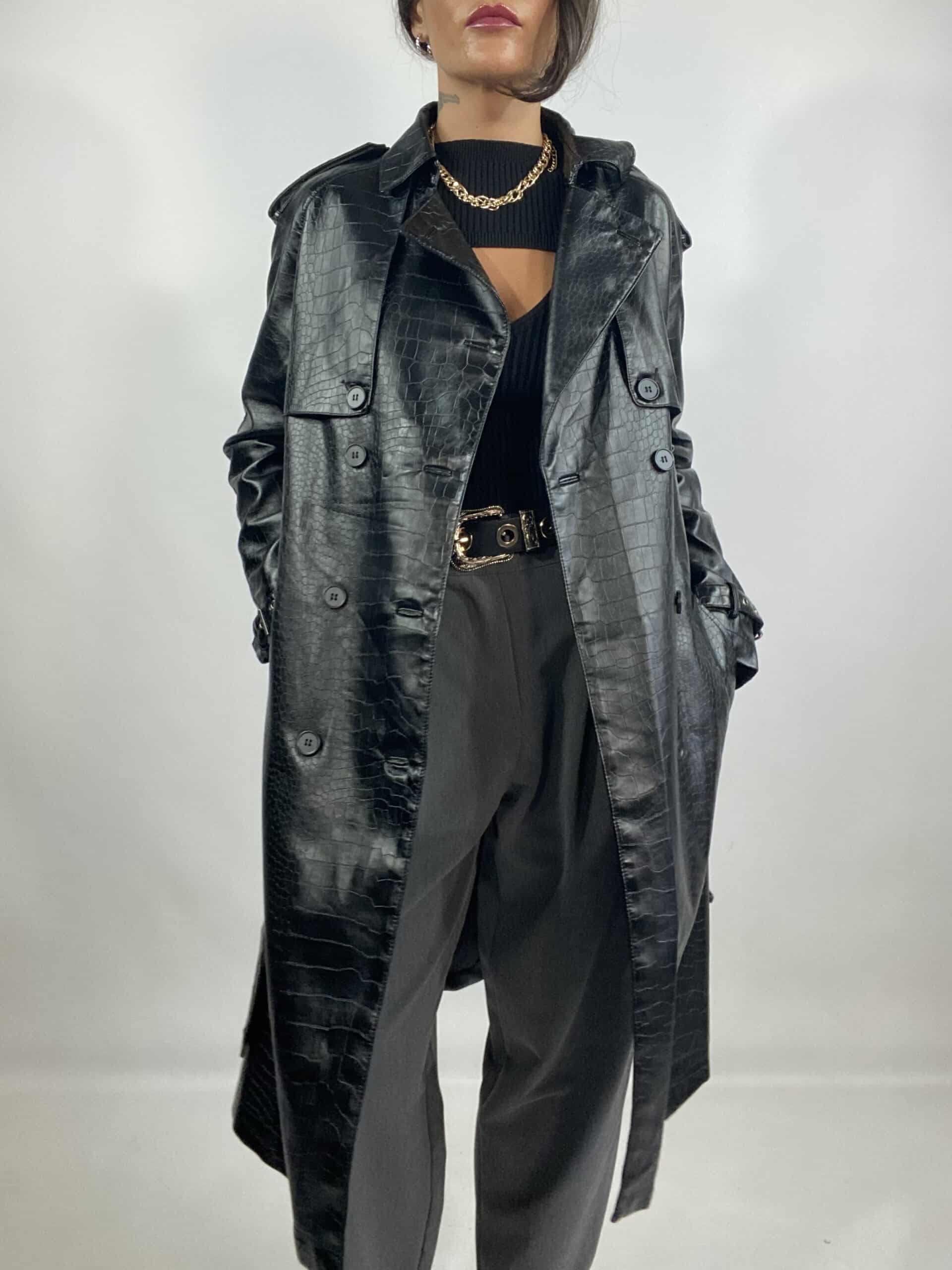 Trench Ecopelle Cocco - Nero