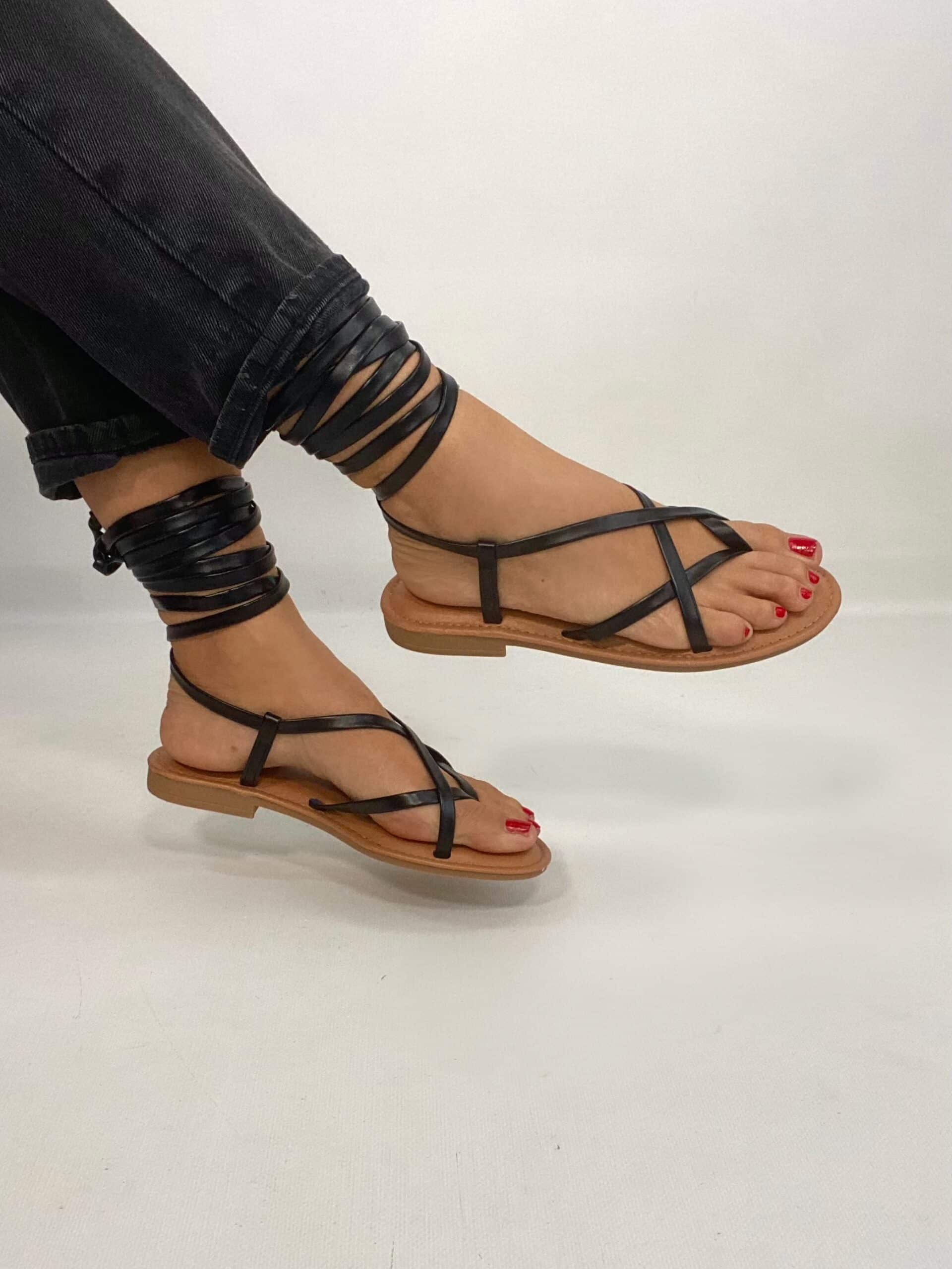 New Sandali Flat Alla Schiava  - Nero