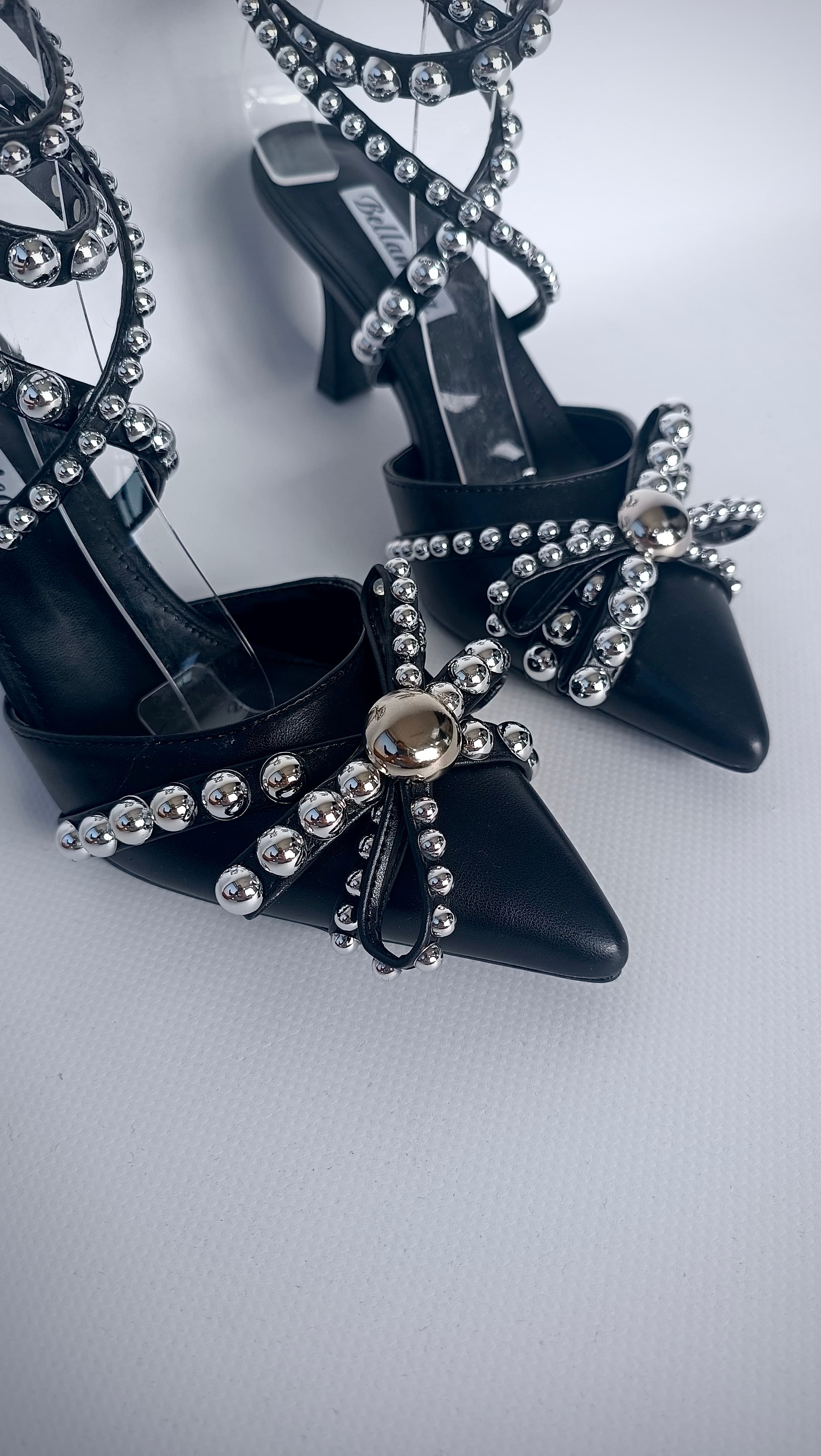 Slingback Fiocco Borchie - Nero