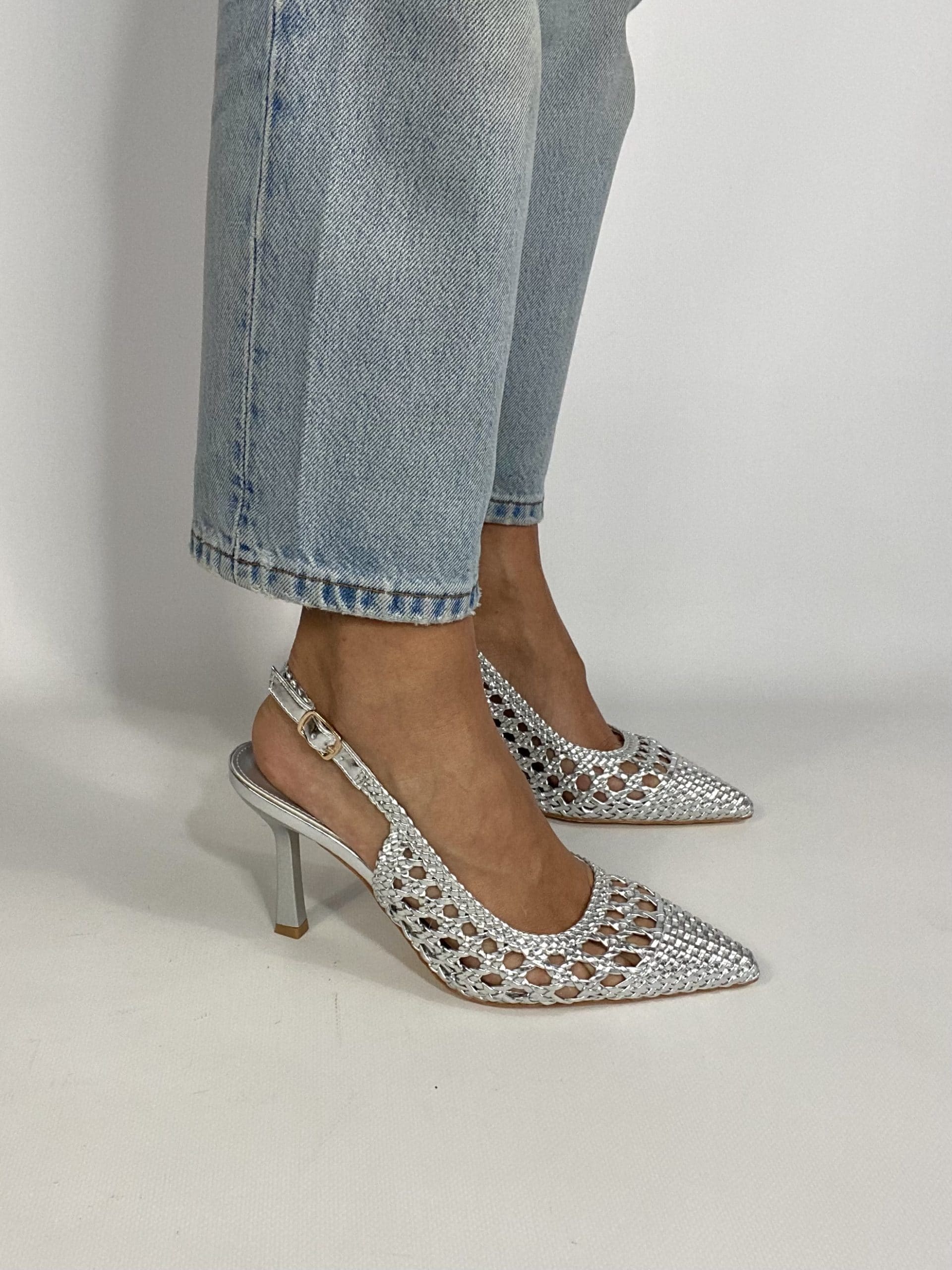 Slingback New Rafia Medium Heels - Bronzo Scuro