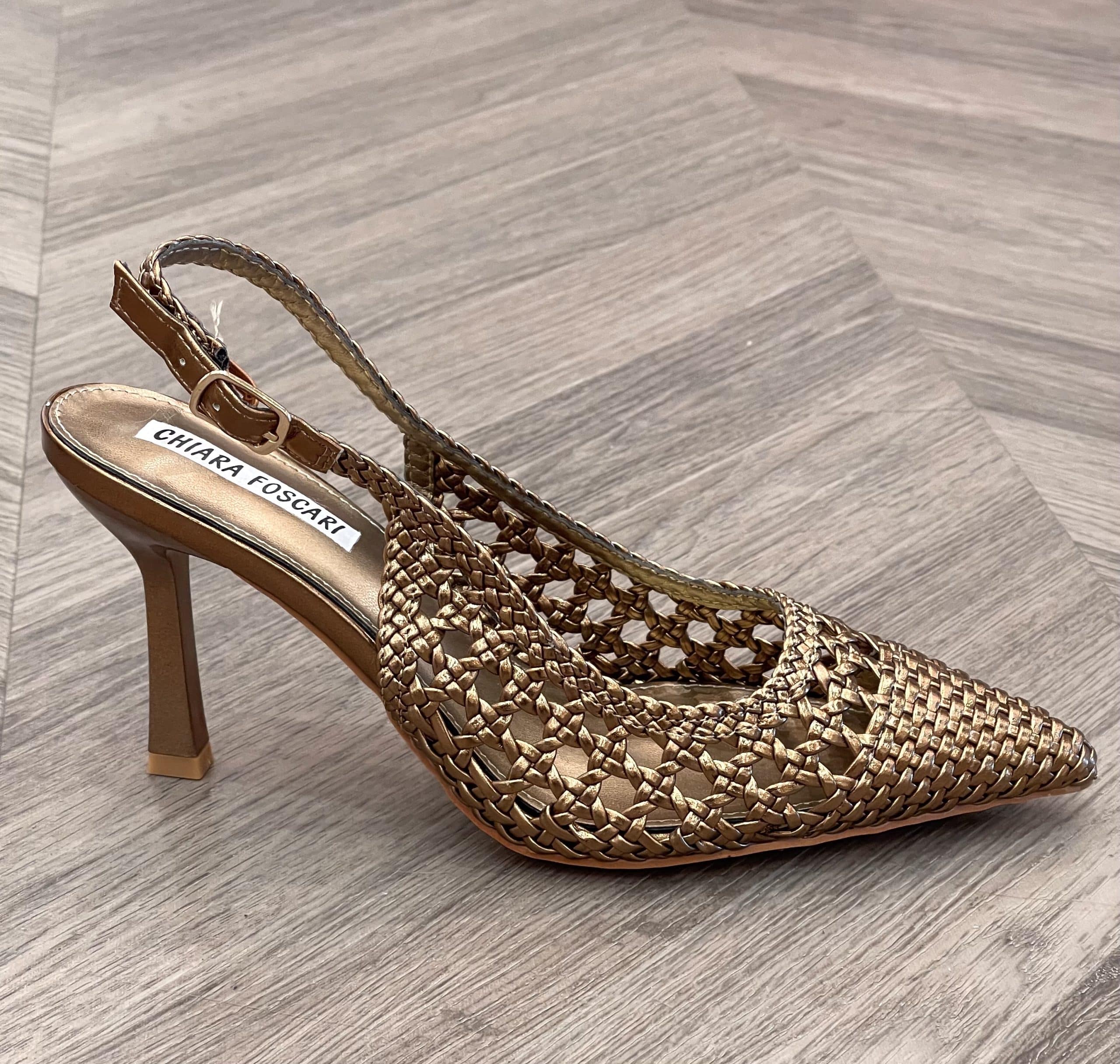 Slingback New Rafia Medium Heels - Bronzo Scuro