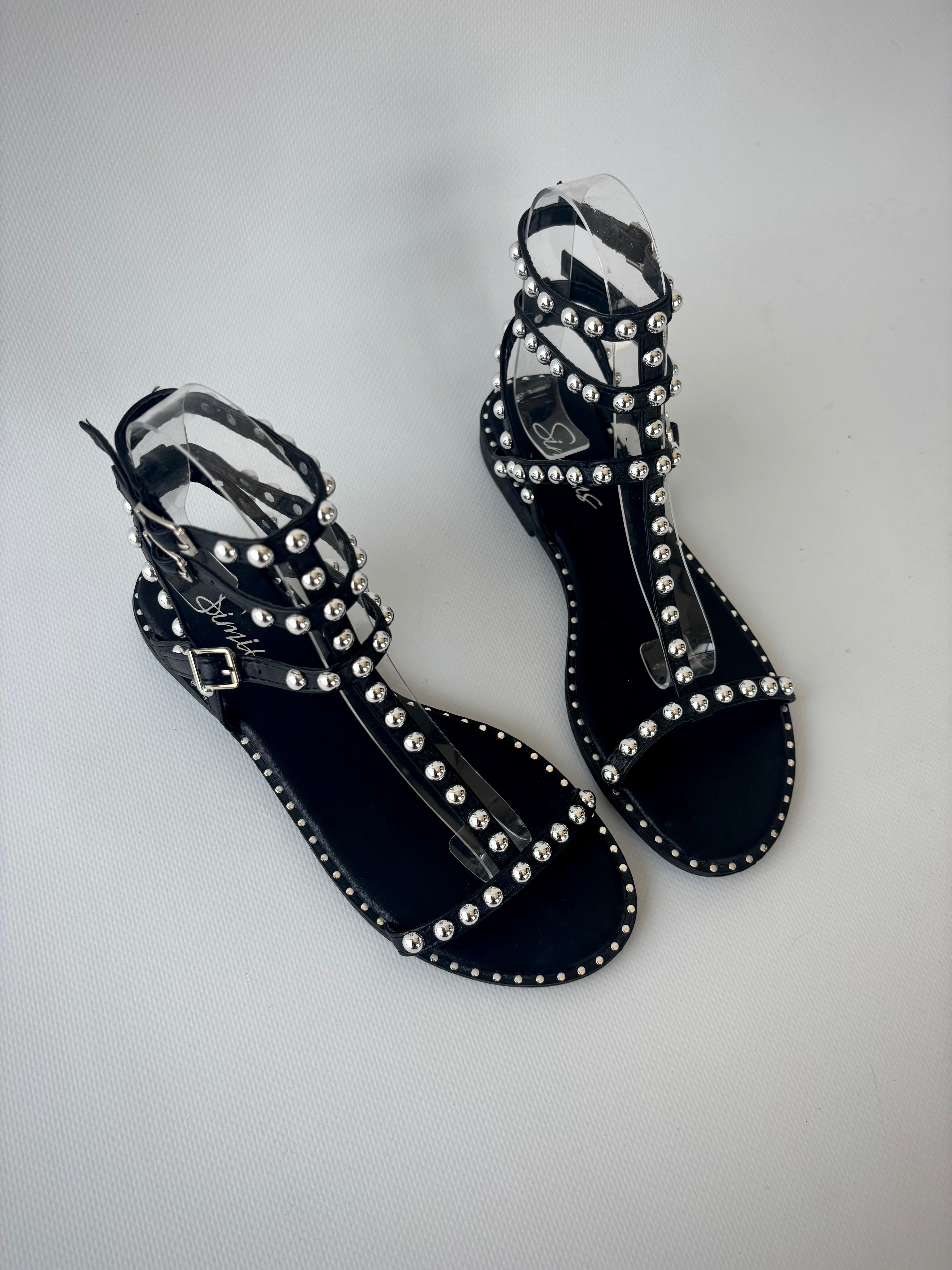 Sandali Gladiatore con Borchie - Nero