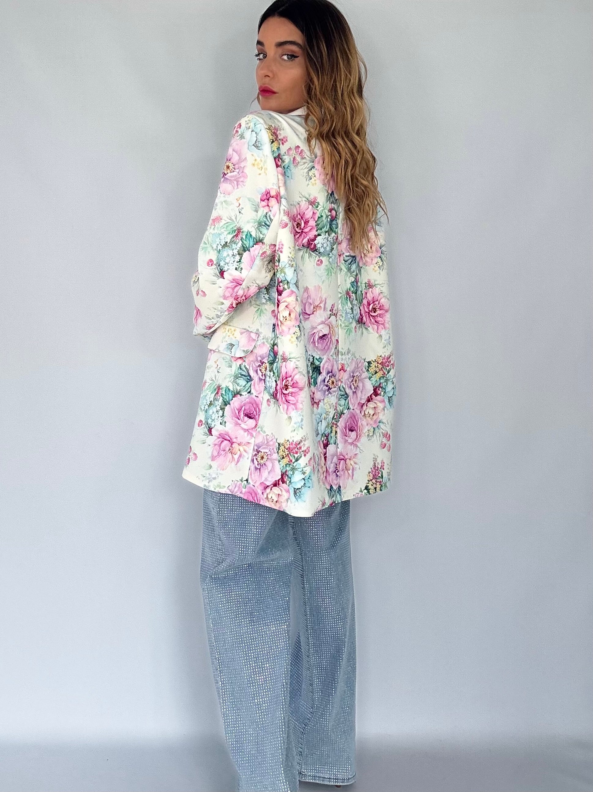 Blazer Super Over - Fiori Rosa