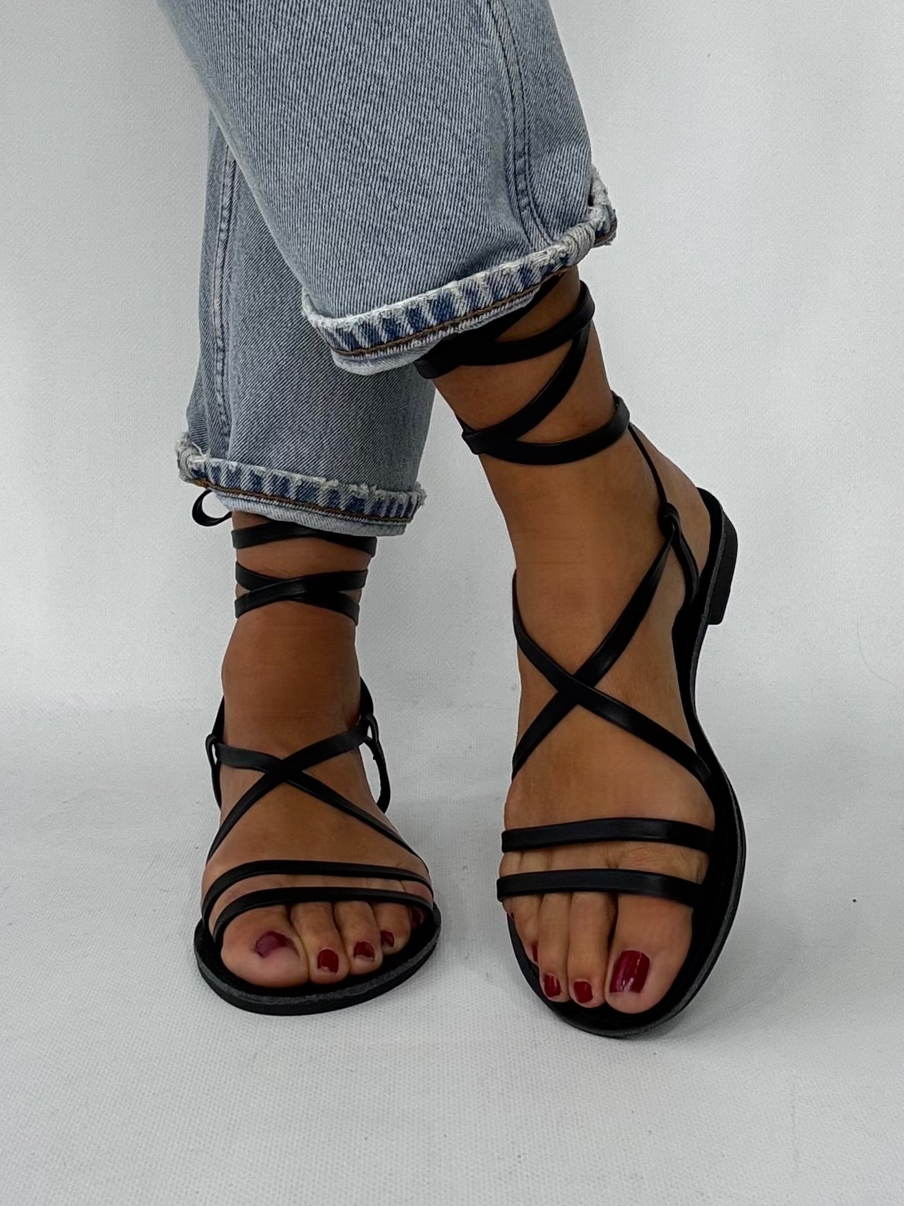 Sandals Lacci Sandali Schiava Lacci Sandali Bassi Maculati Sandali