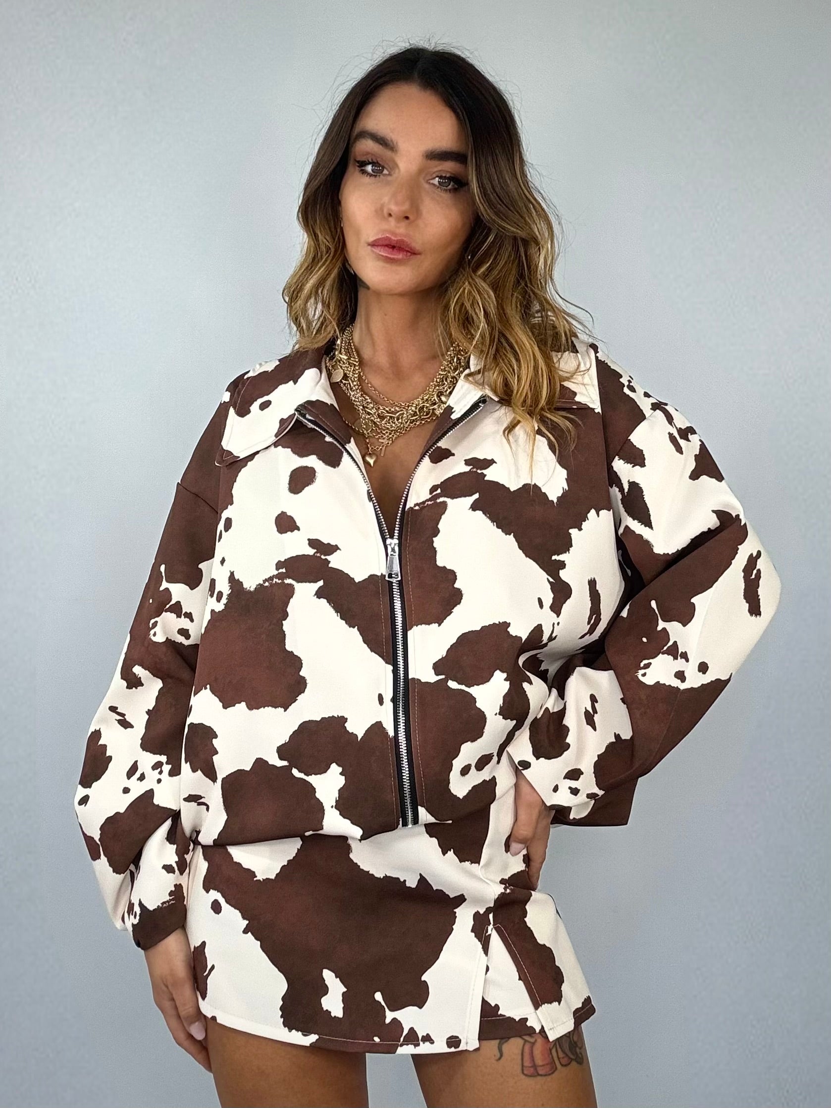 Bomber Muccato - Marrone /Bianco