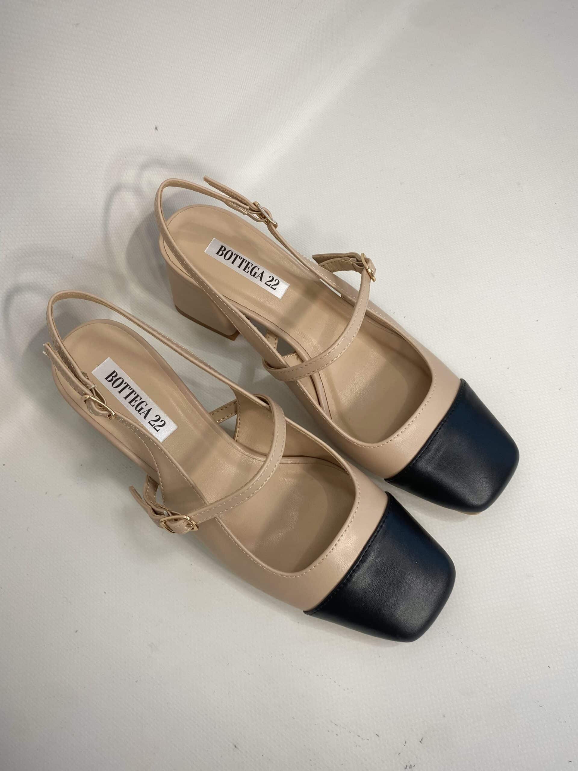 Mary Jane Medium Heels  - Bicolor Nude / Nero