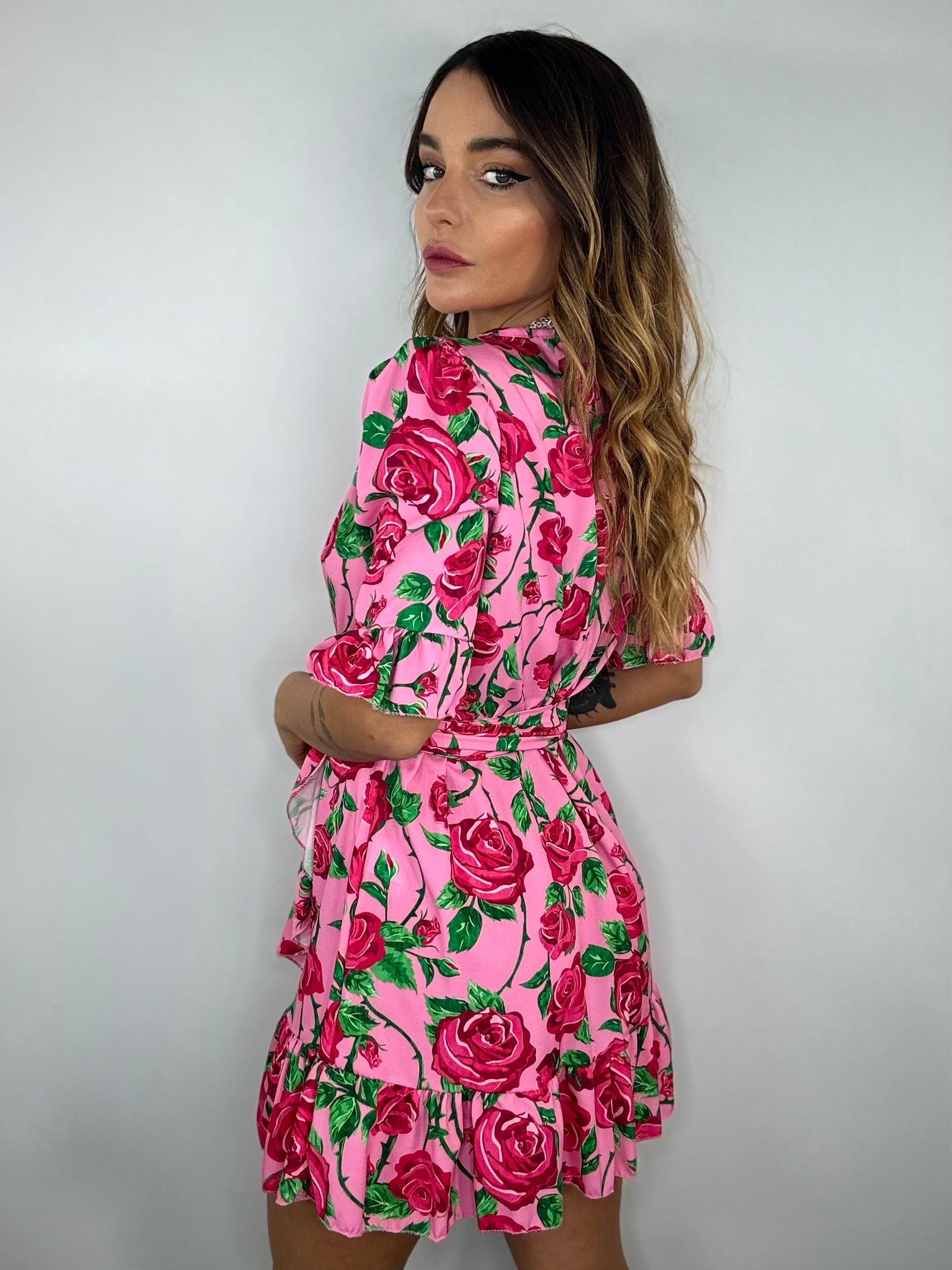 Mini Dress Flowers - Rosa / Fucsia
