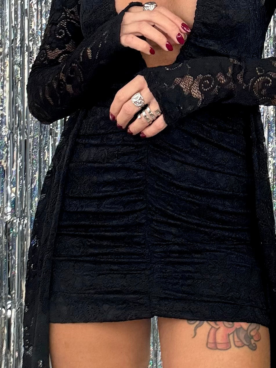 Mini Dress Pizzo - Nero