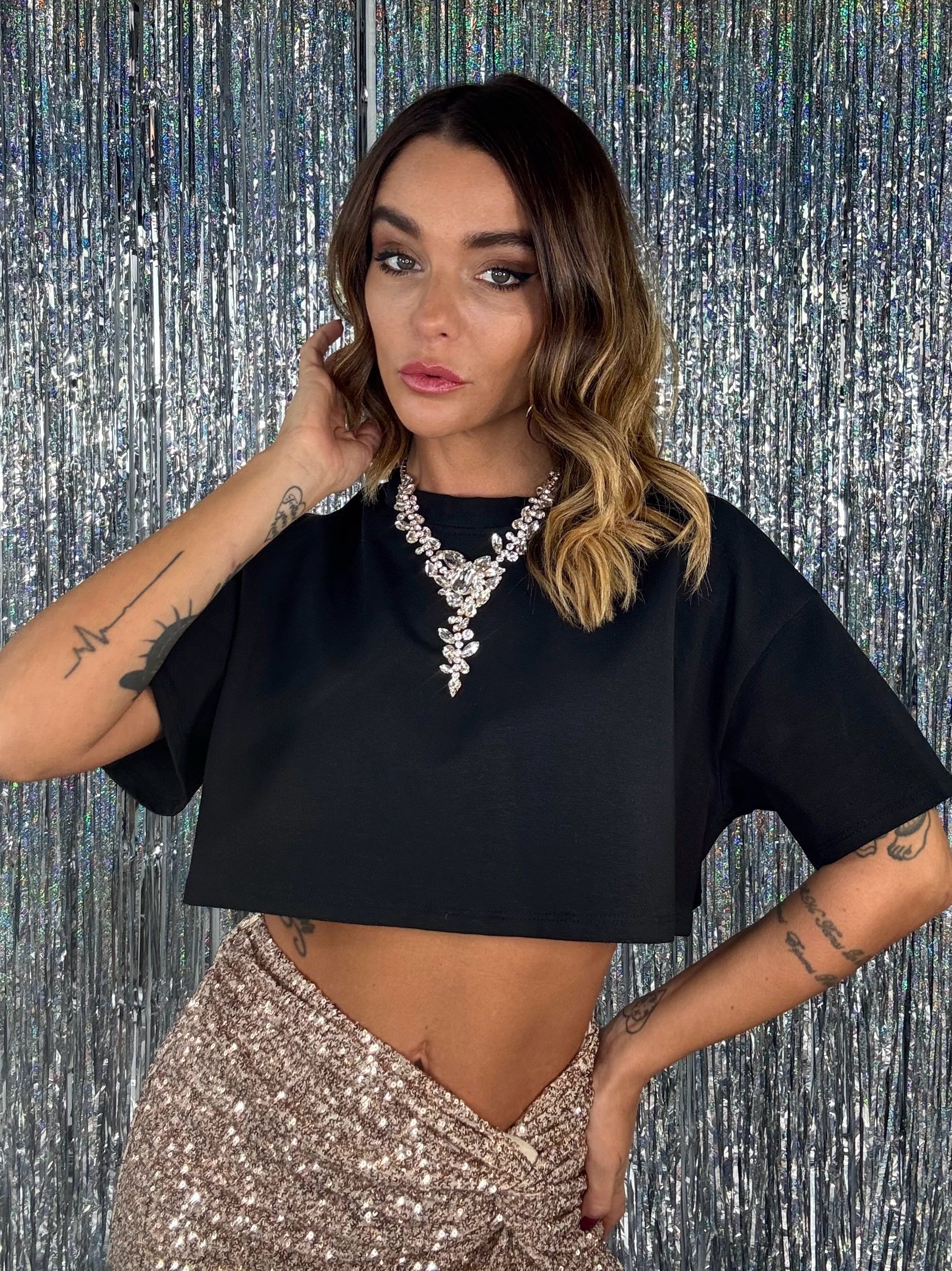 T-shirt Super Crop - Nero