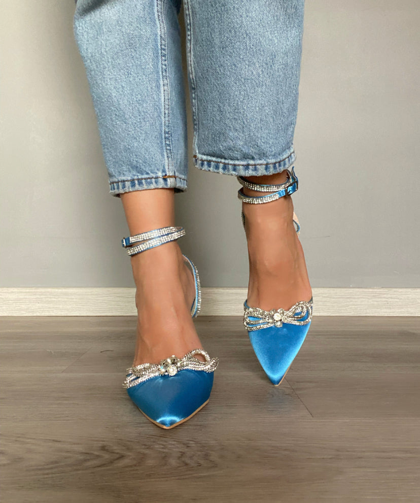 Decollete Diamond - Satin Azzurro